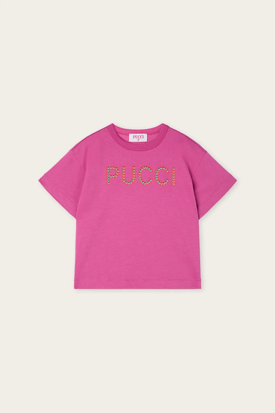 Emilio Pucci Junior T-shirt Logo coton bio violet fuchsia