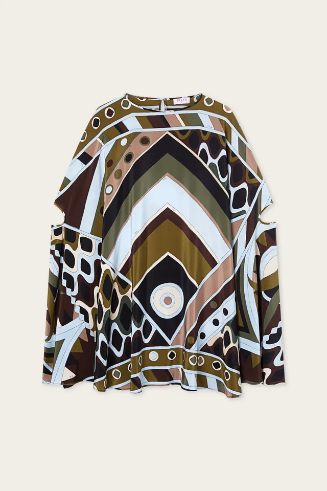 Emilio Pucci Kaftans caftan soie Vivara kaki bleu