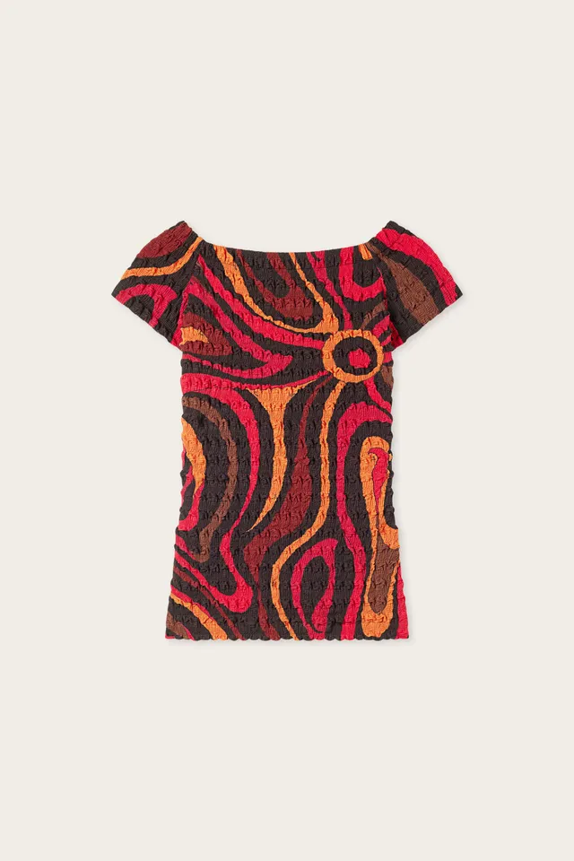 Emilio Pucci Top Shibori Stampa Marmo top orange/noir