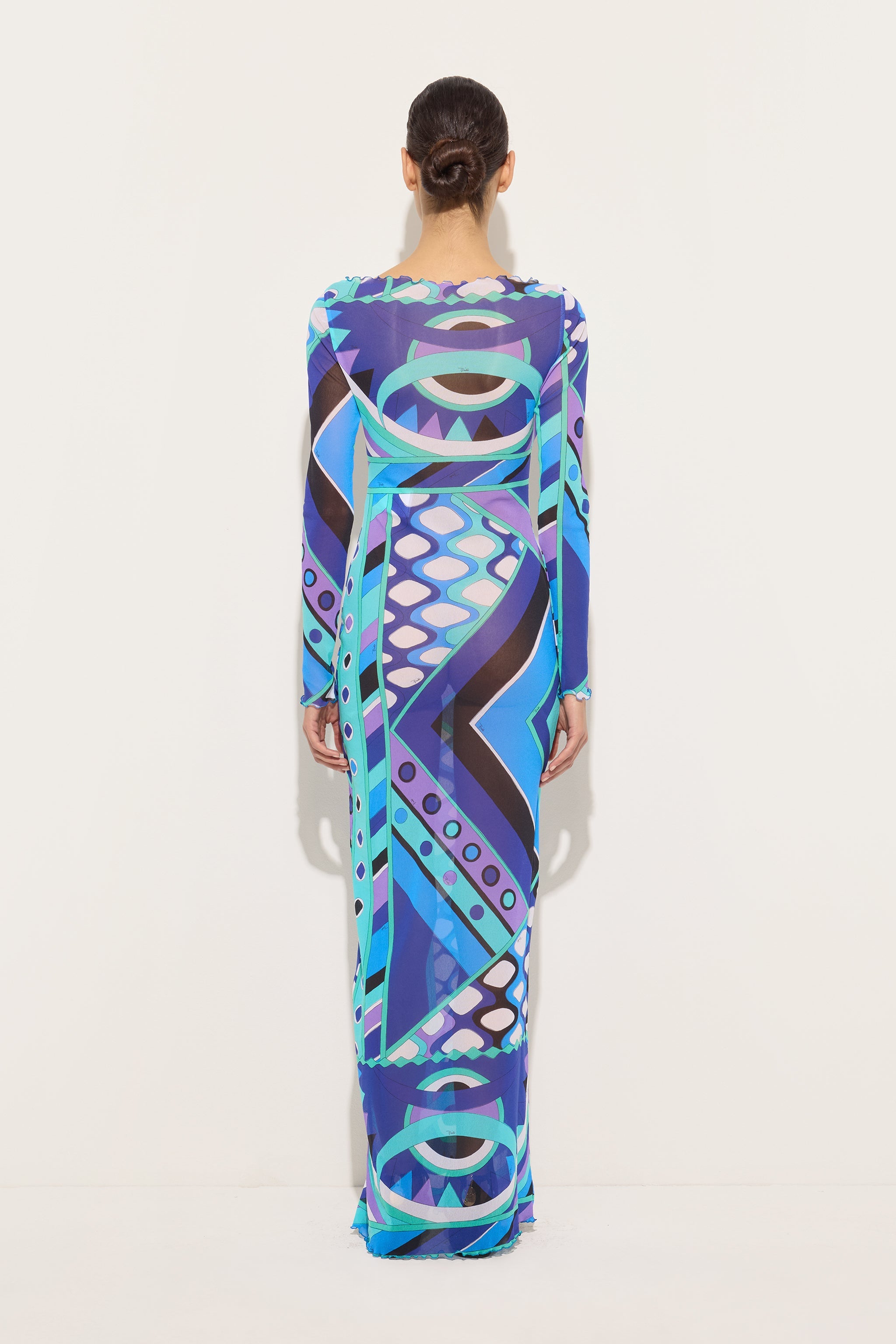 Emilio Pucci Vivara 6HJI366H849 robe tulle turquoise bleu