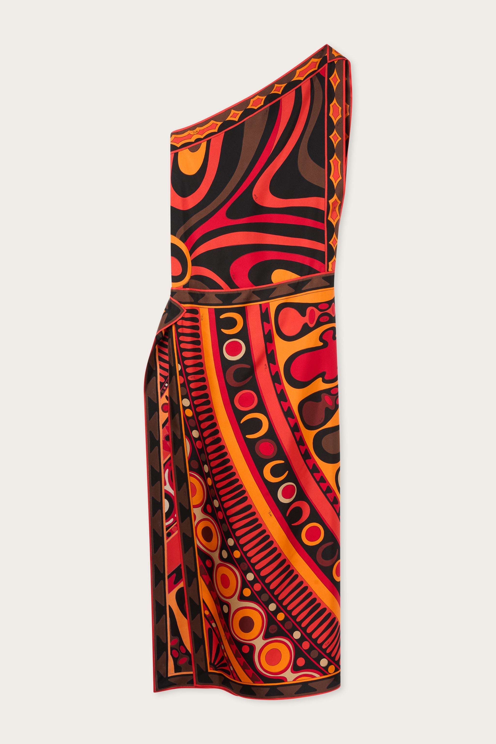 Emilio Pucci DRESSES Abito Asimmetrico robe soie orange/noir