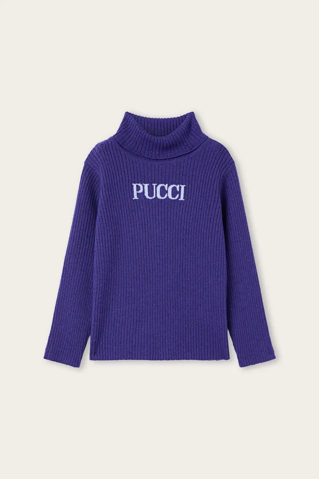 Emilio Pucci pull col roulé laine violet 6Y