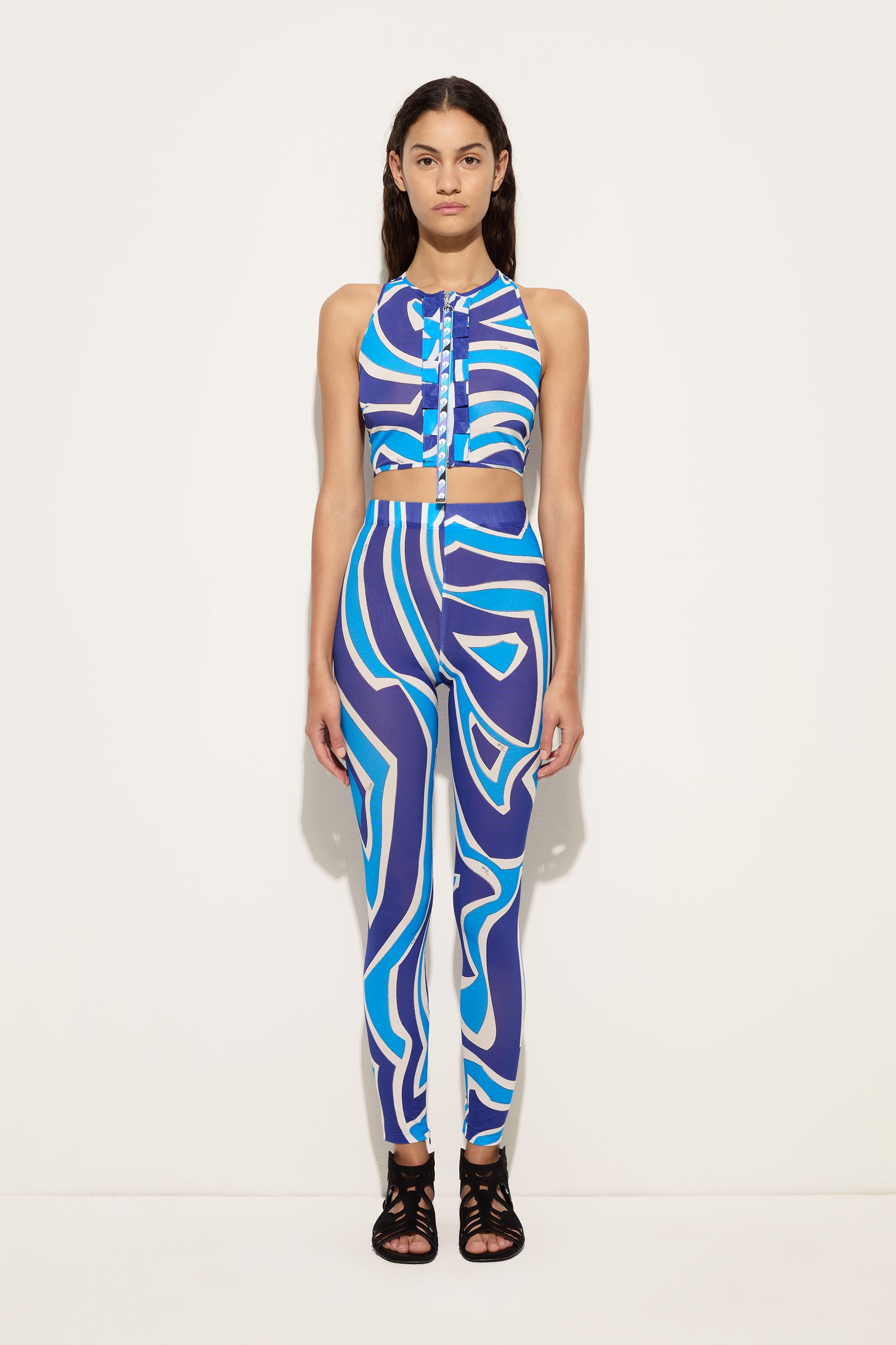 Emilio Pucci Legging Labirinto Lycra Femme Turquoise Zip