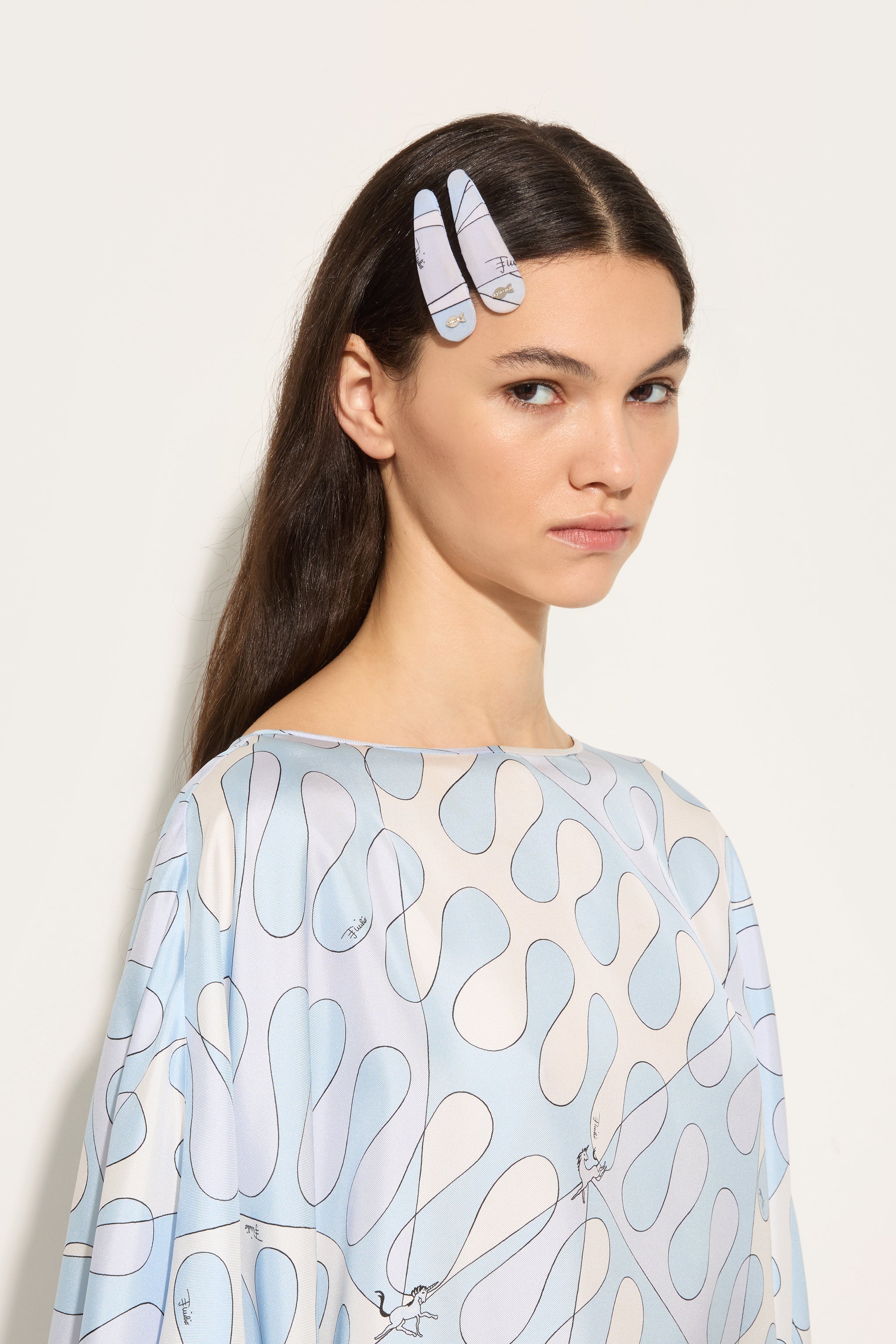 Emilio Pucci Marmo set 2 barrettes bleu clair