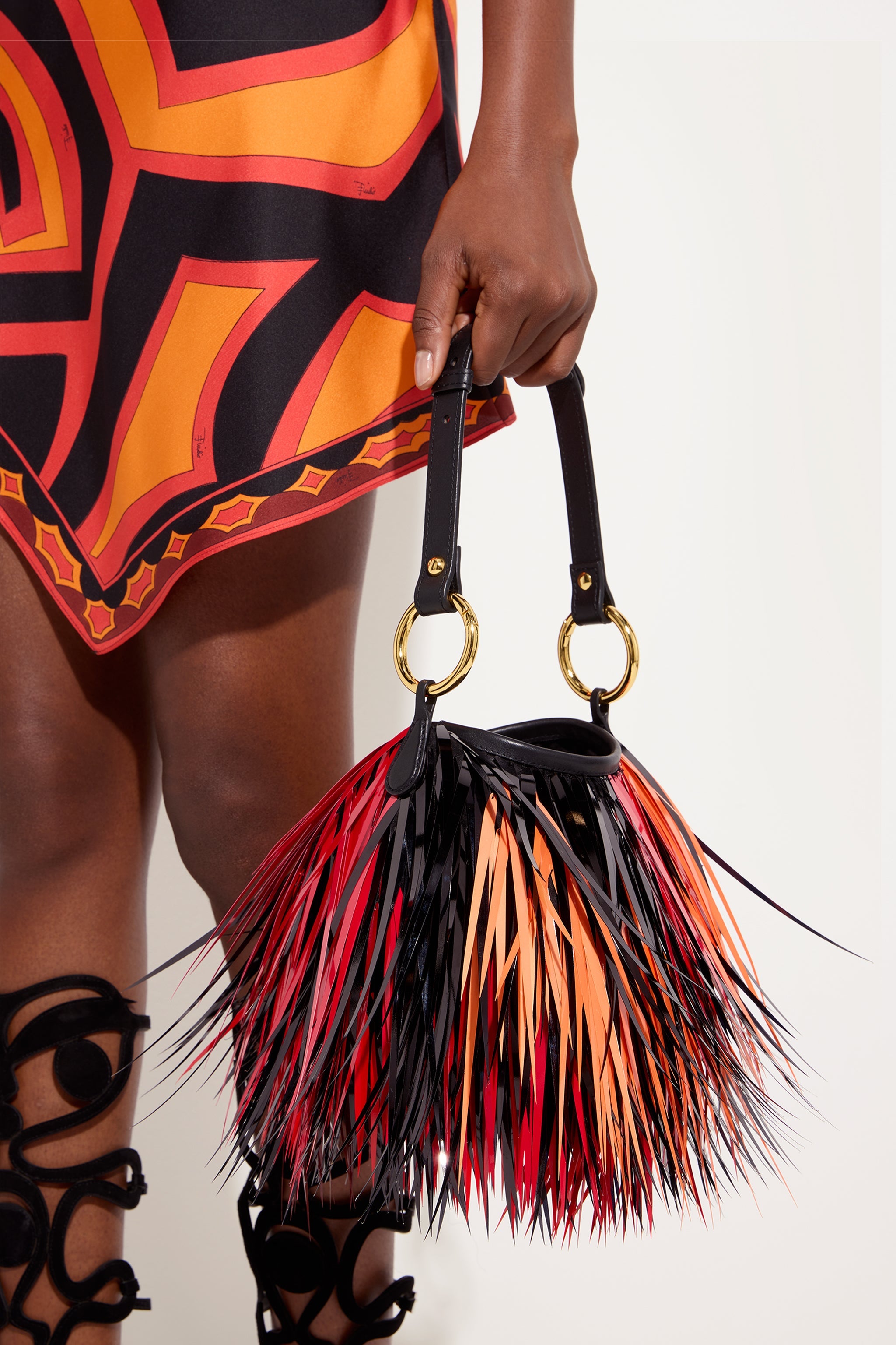Emilio Pucci Bags Capriccio sac orange noir brodé paillettes