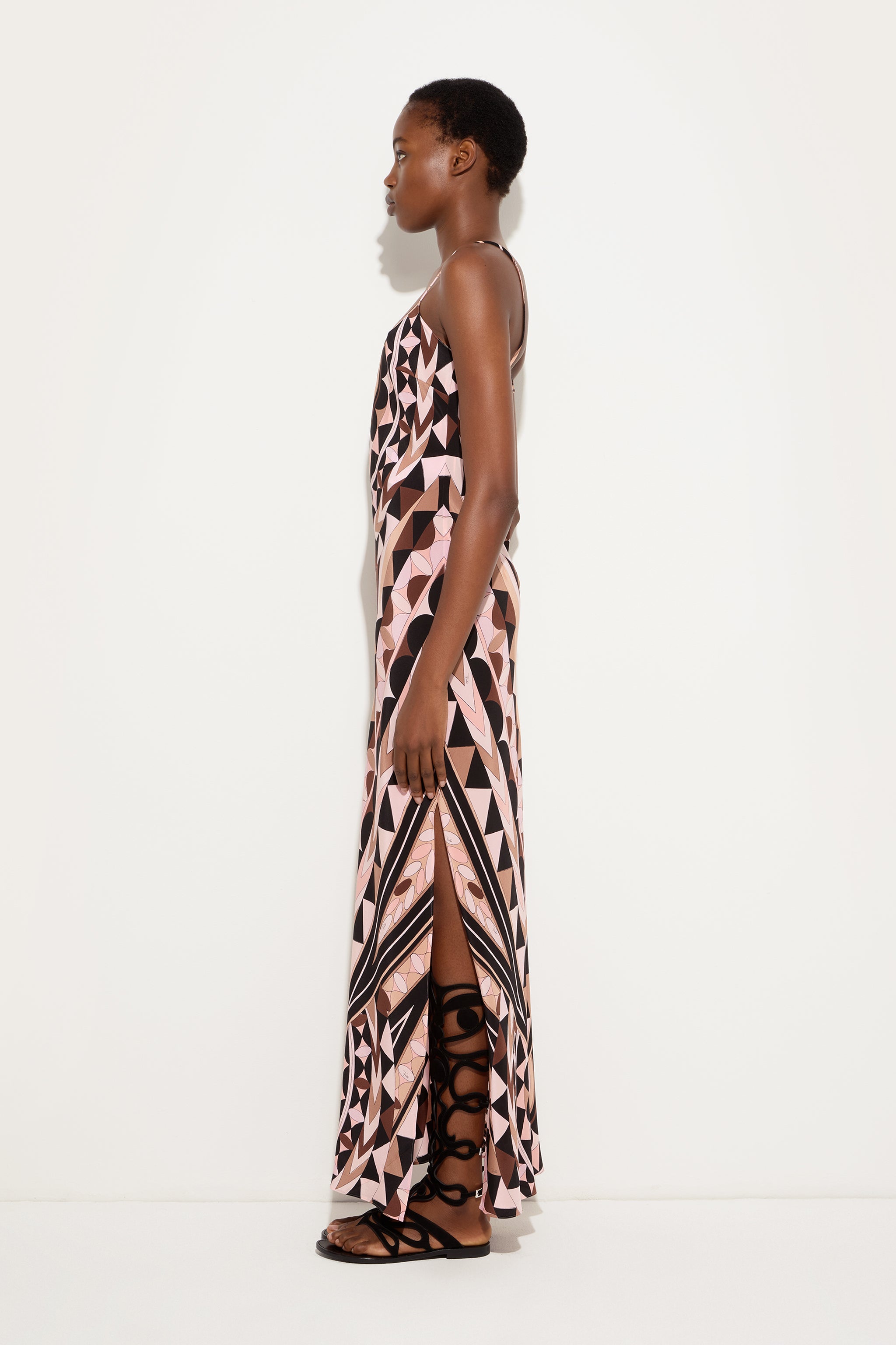 Emilio Pucci Dresses Manuba Robe Soie NUDE Col V Fendue