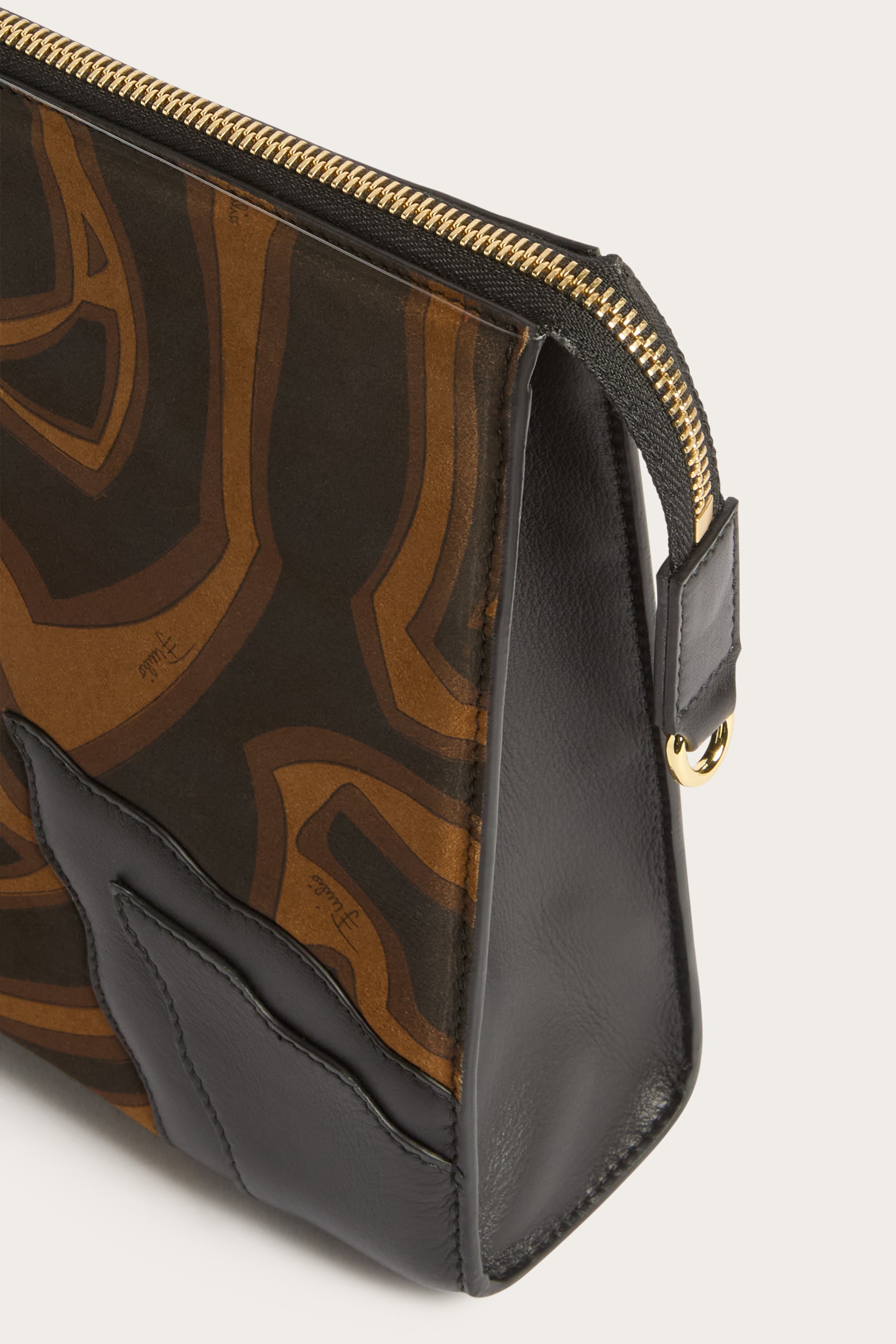 Emilio Pucci Palio pochette suède noir or