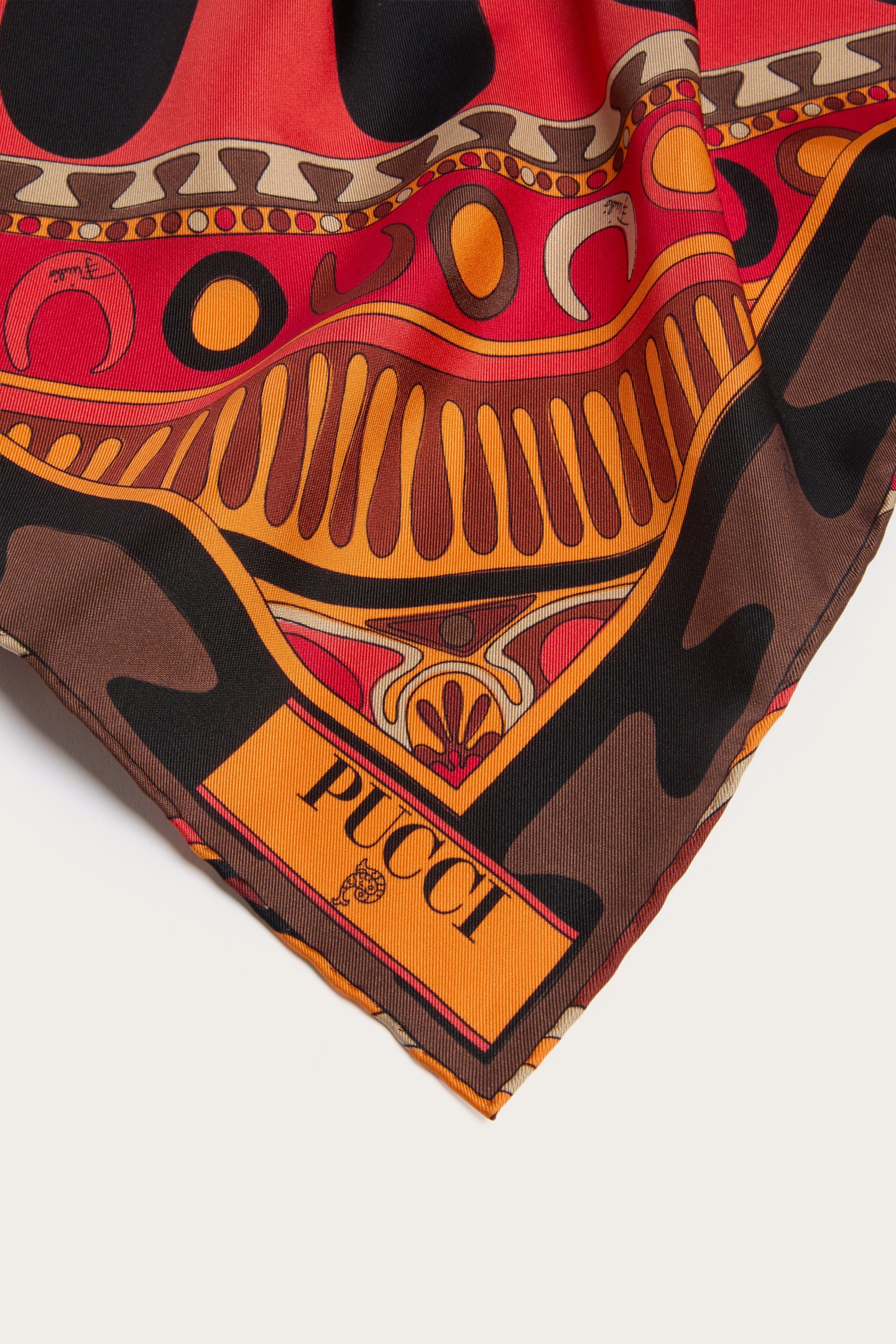 Emilio Pucci Silks Carré Piccolo Soleil carré orange noir 52x52