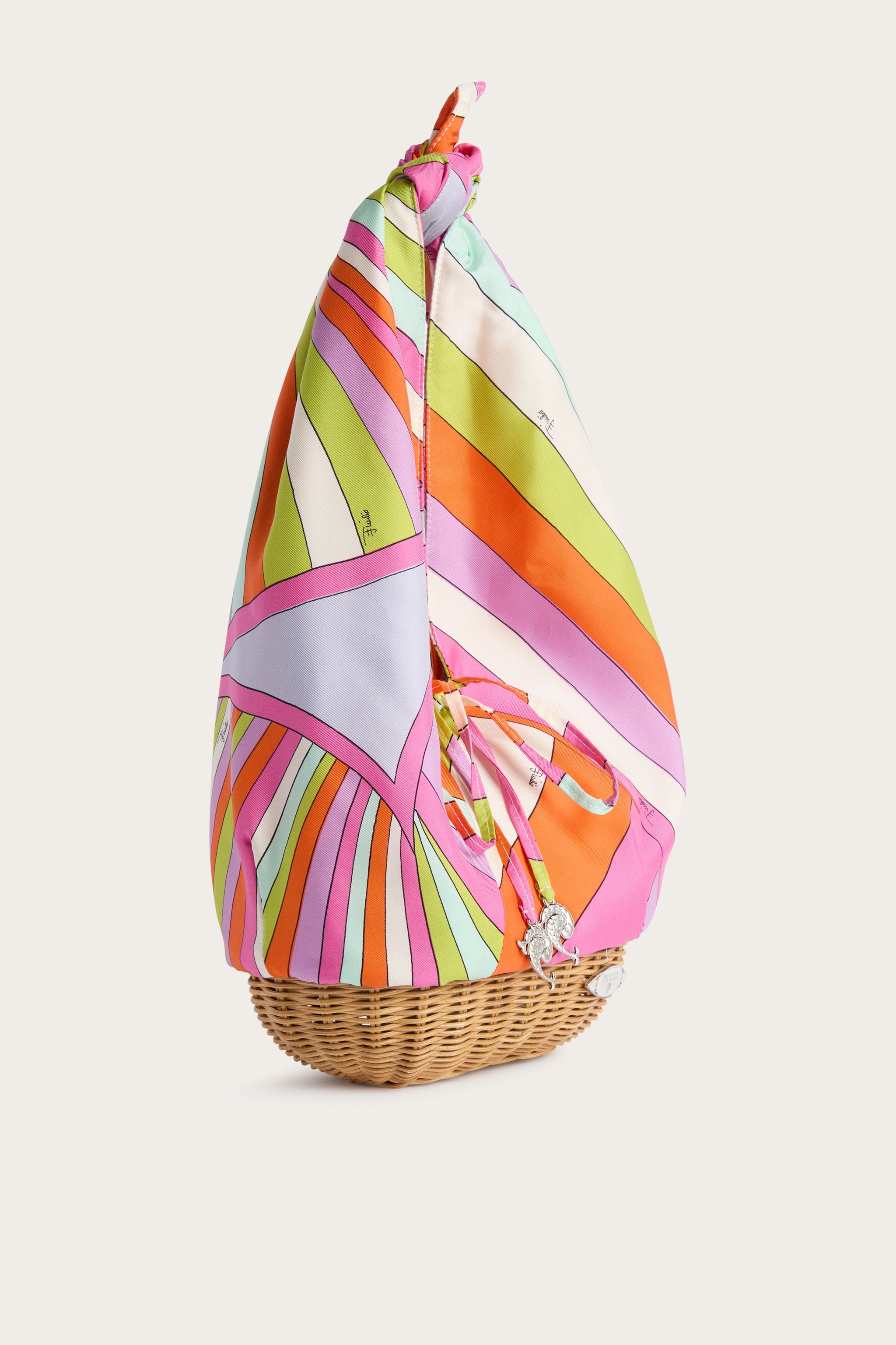 Emilio Pucci Picnic sac soie multicolore iride bambou OS