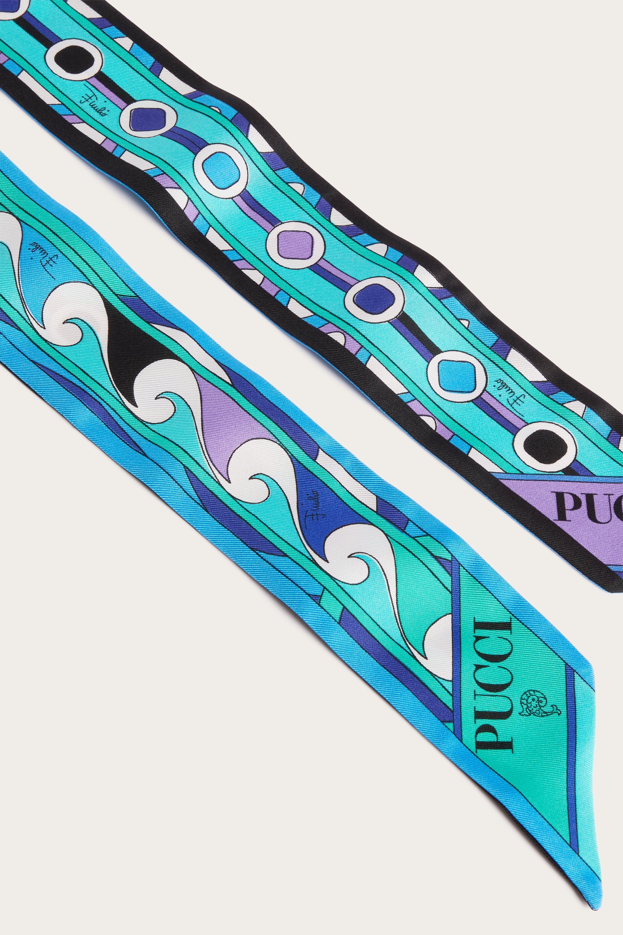 Emilio Pucci Silks Bandeau foulard soie turquoise 120cm