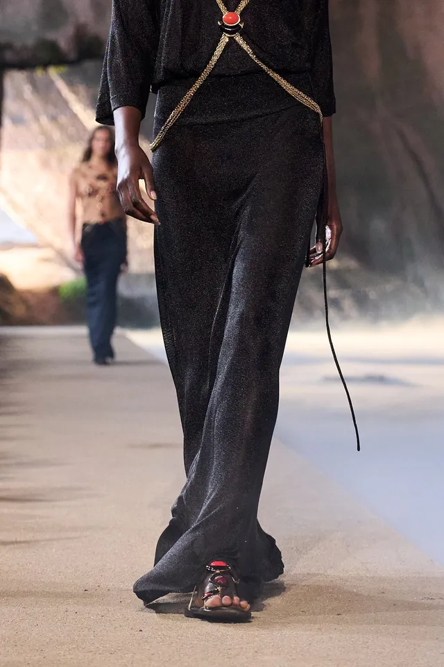 Emilio Pucci Lurex jupe longue noire brillant