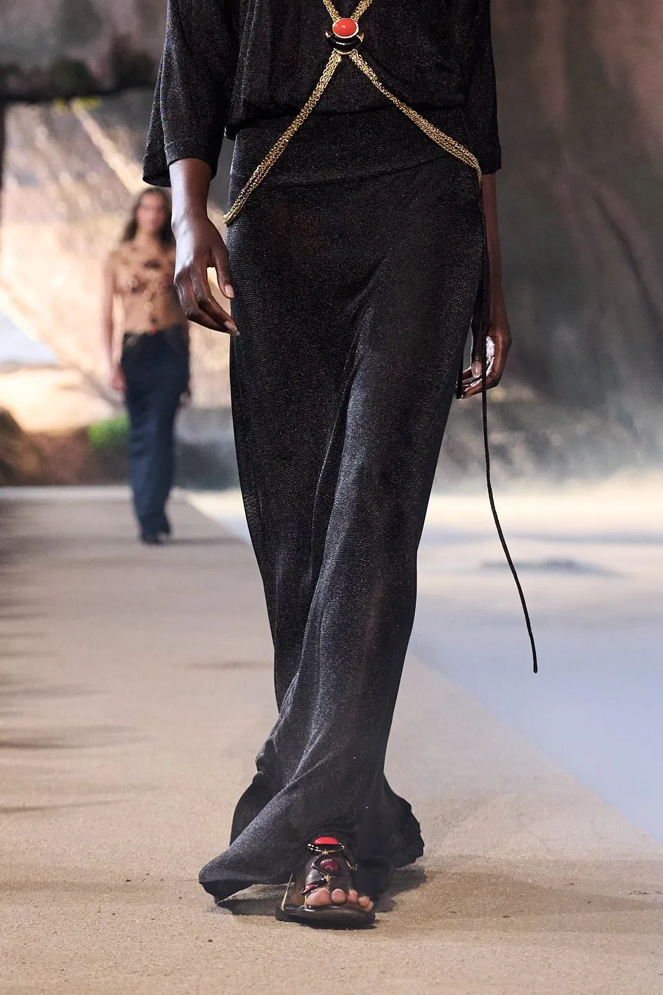 Emilio Pucci Lurex jupe longue noire brillant