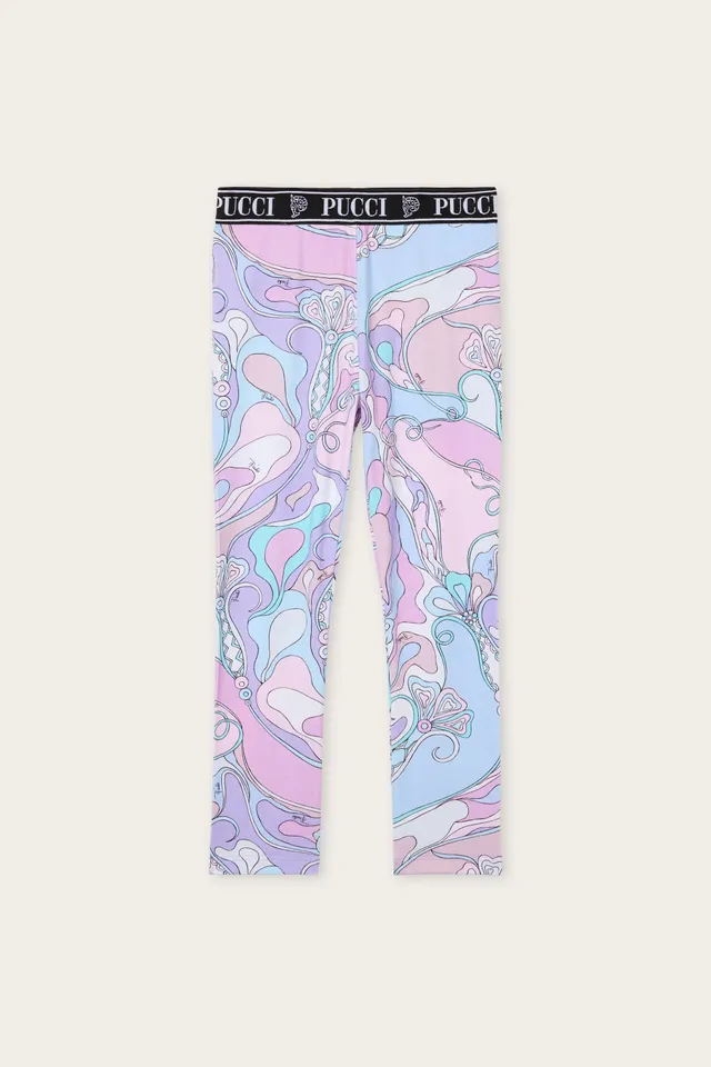 Emilio Pucci Orchidee leggings fille rose bleu coton