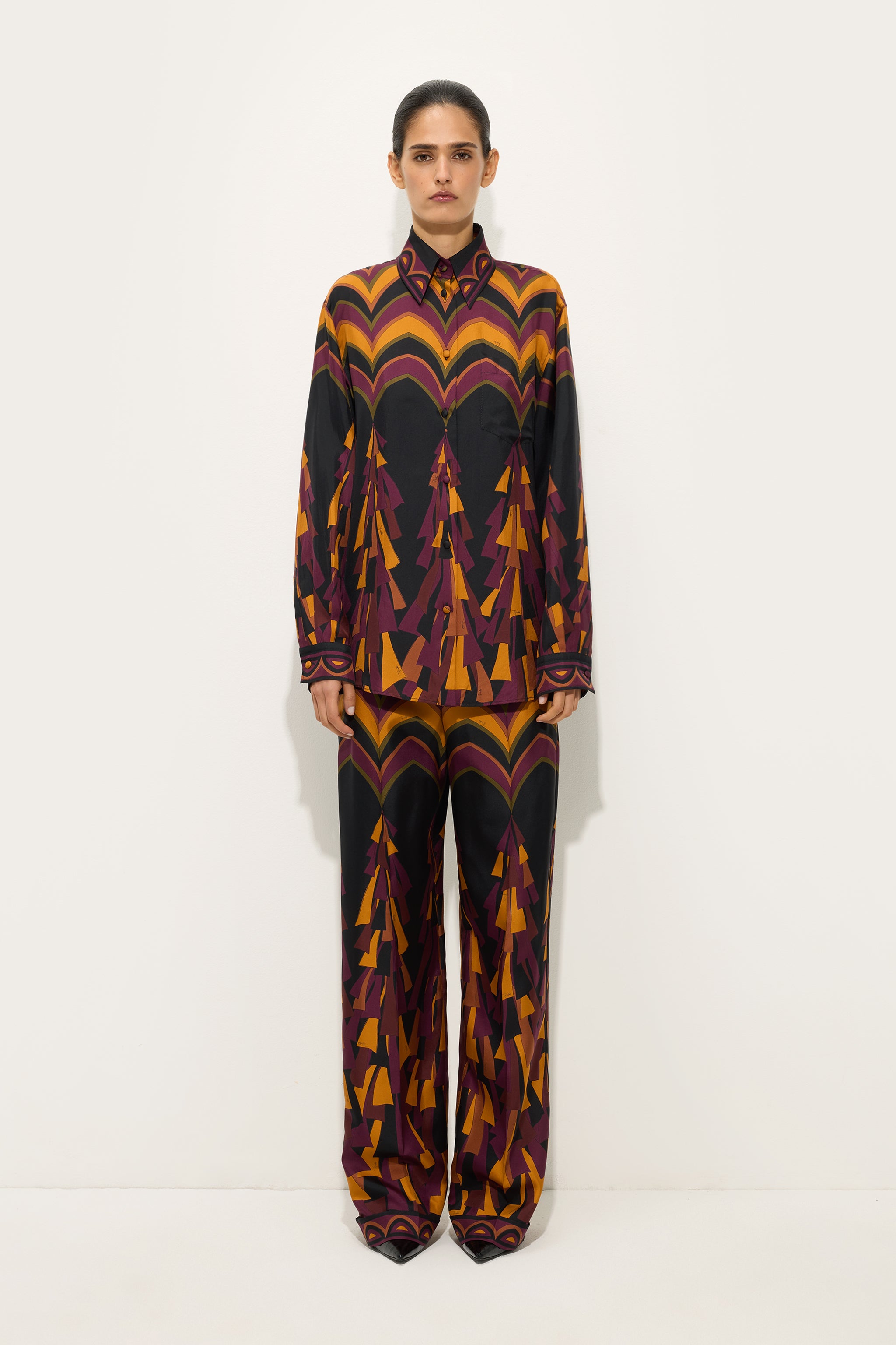 Emilio Pucci Baiadera 6URT106U841075 Pantalon Soie Bordeaux/Or