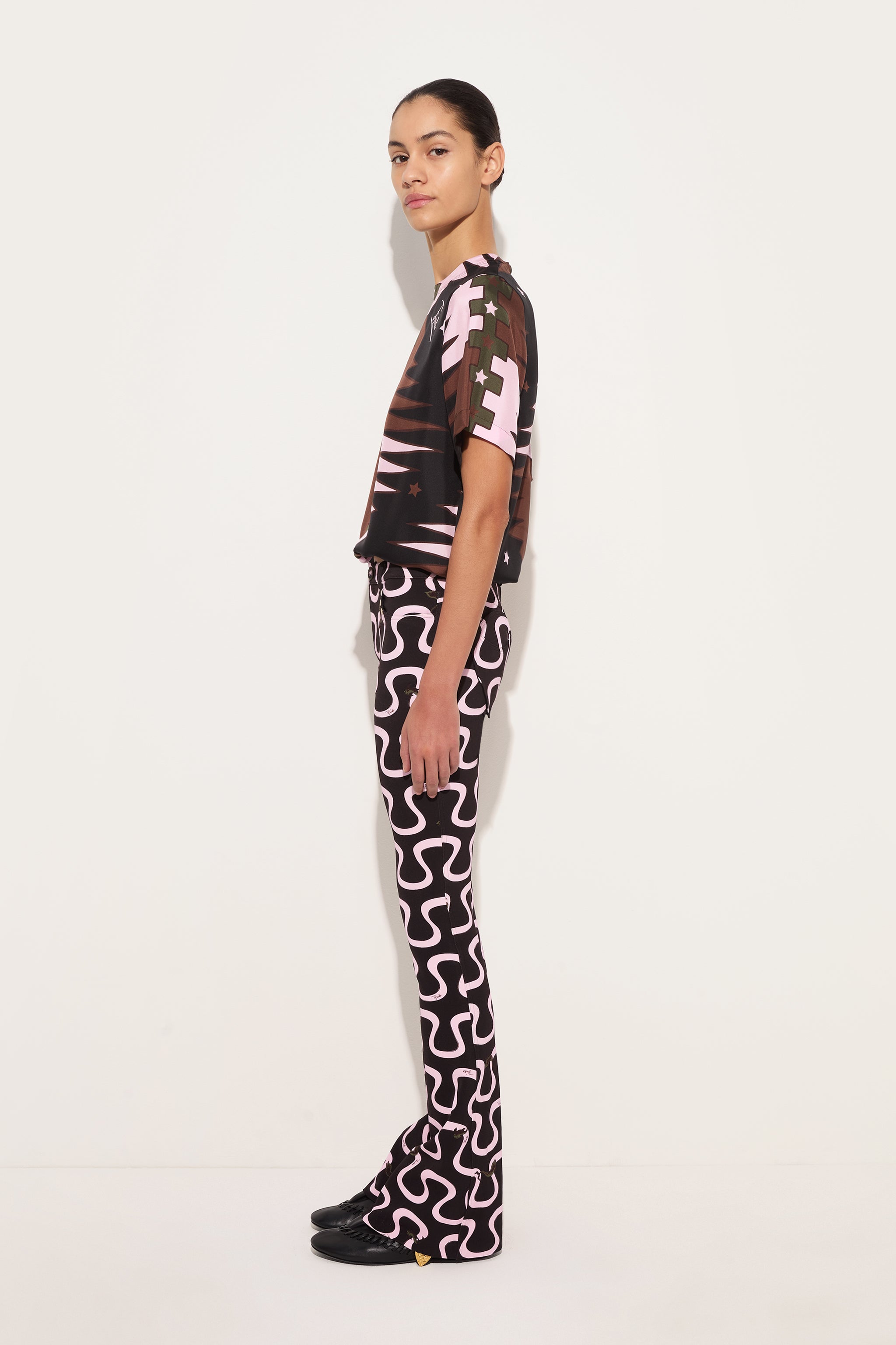 Emilio Pucci Valdimontone Top en soie kaki rose 38