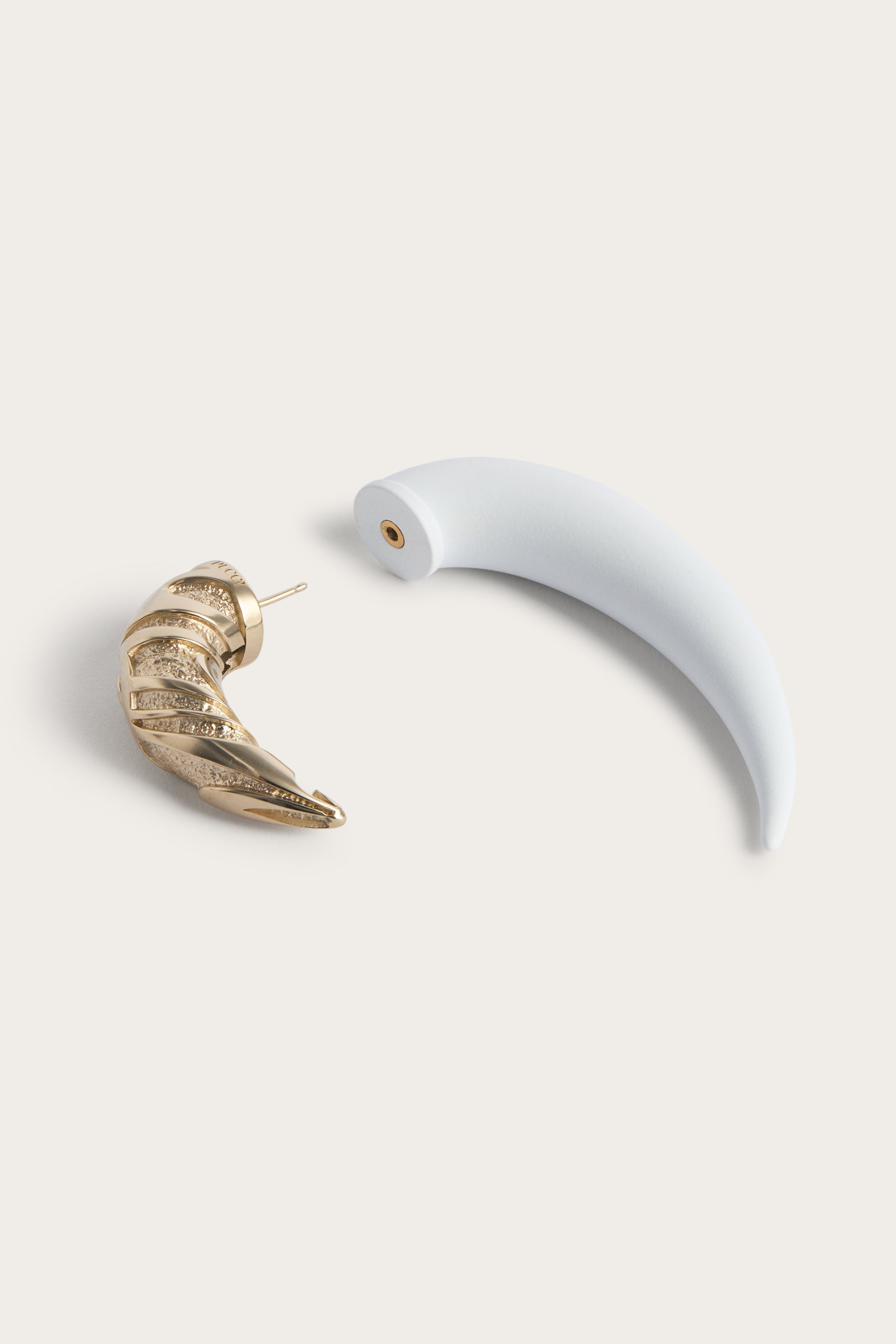 Emilio Pucci Corno Mono Boucle Oreille Laiton Or