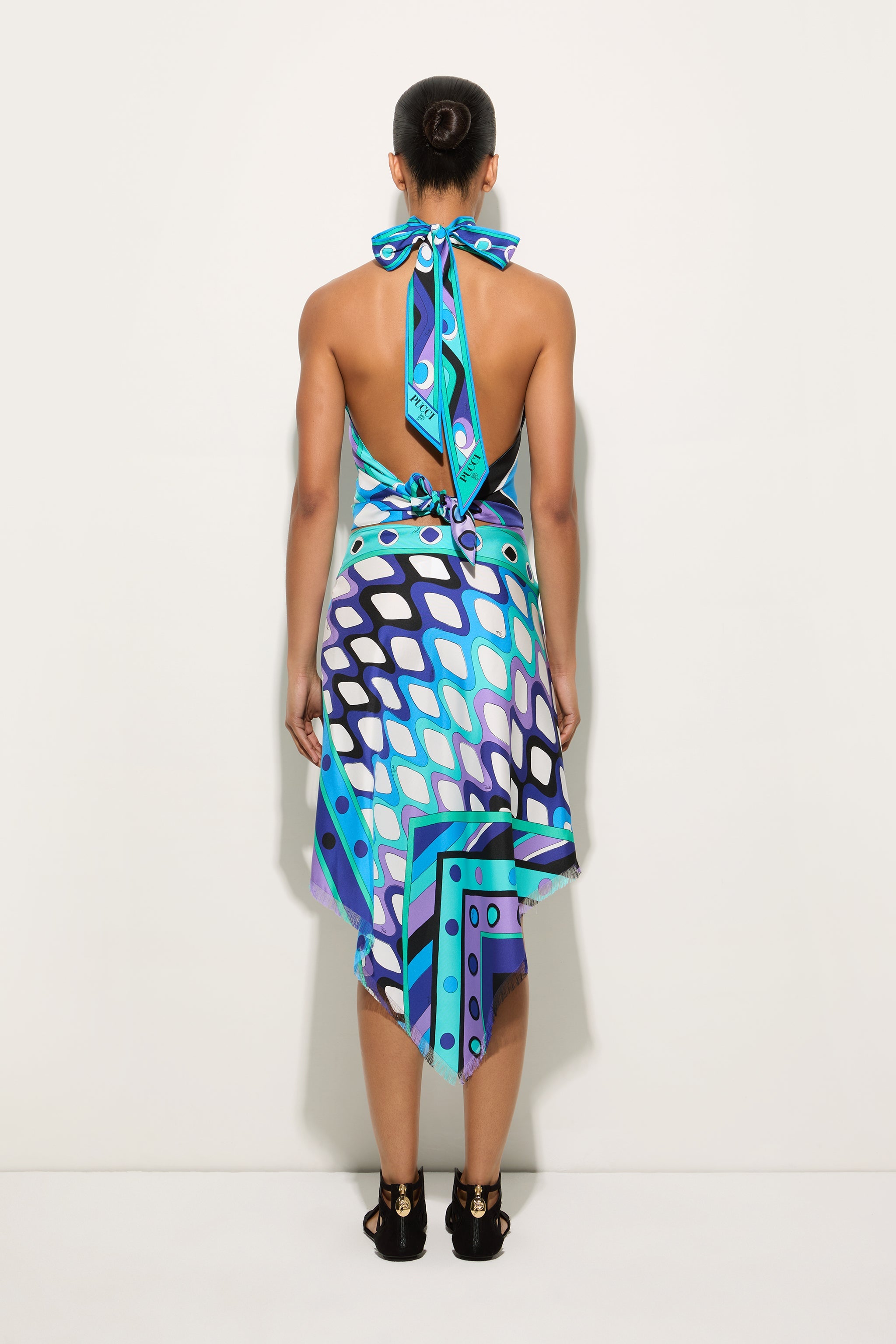 Emilio Pucci Vivara jupe soie turquoise bleu