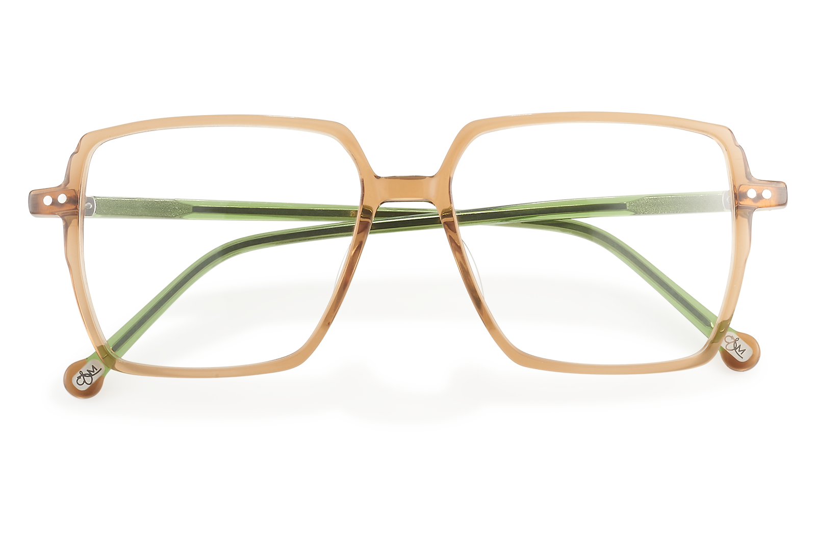 Clémence & Margaux La Nude lunettes de vue Nude & Vert carré