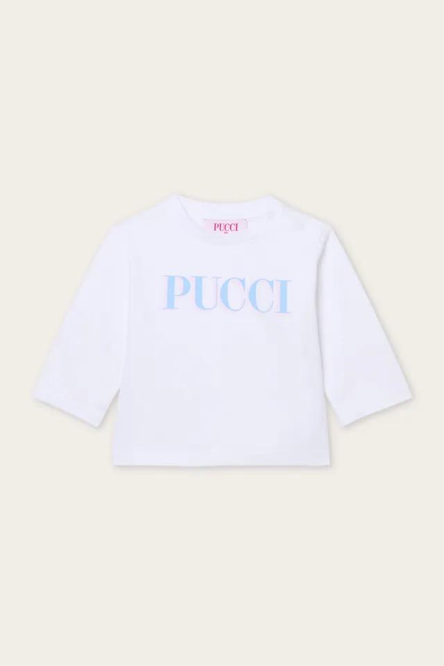 Emilio Pucci Logo tee-shirt blanc manches longues 12M