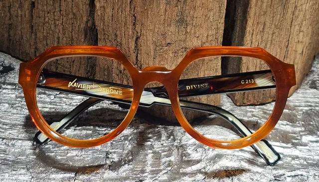 Xavier Derome Divine lunettes C213 ambre monture ronde