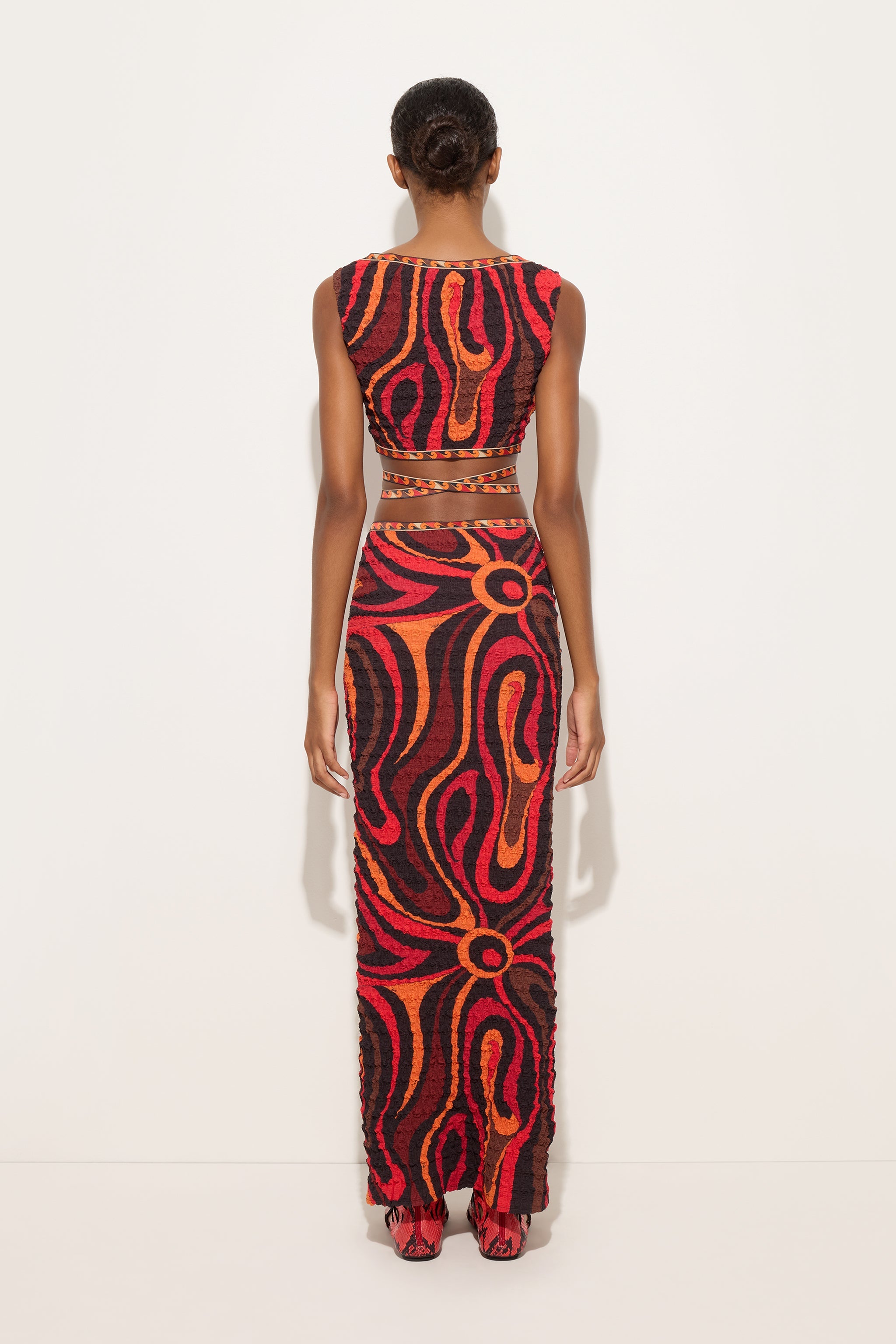 Emilio Pucci Marmo top femme orange noir shibori 100% polyester