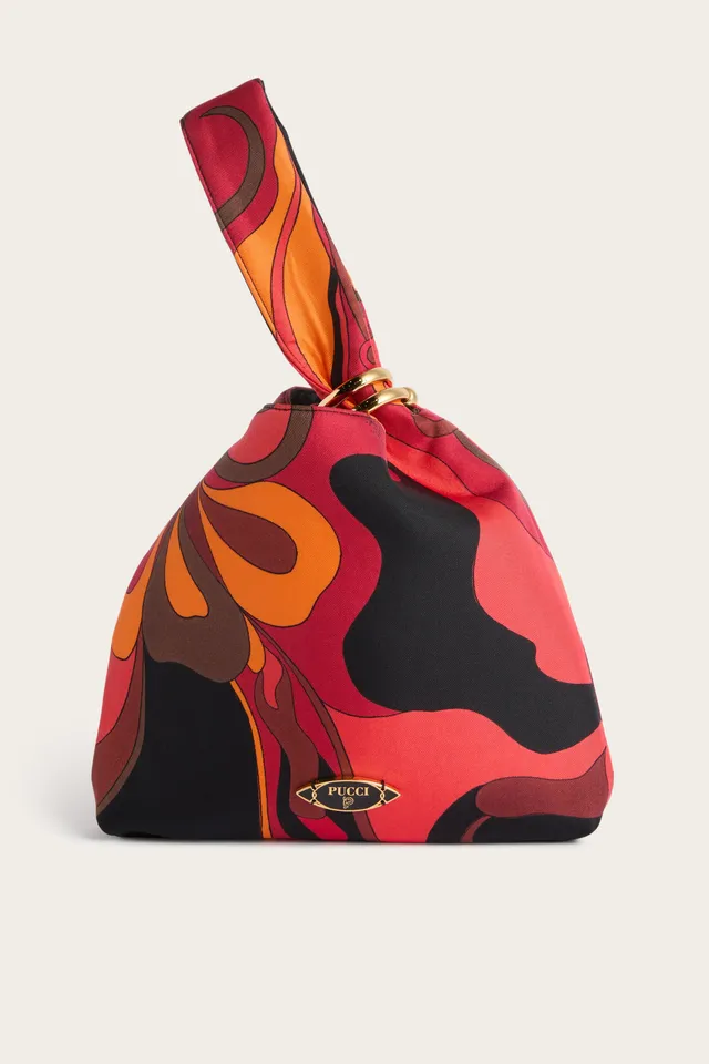 Emilio Pucci Emilio sac pochette soie orange noir