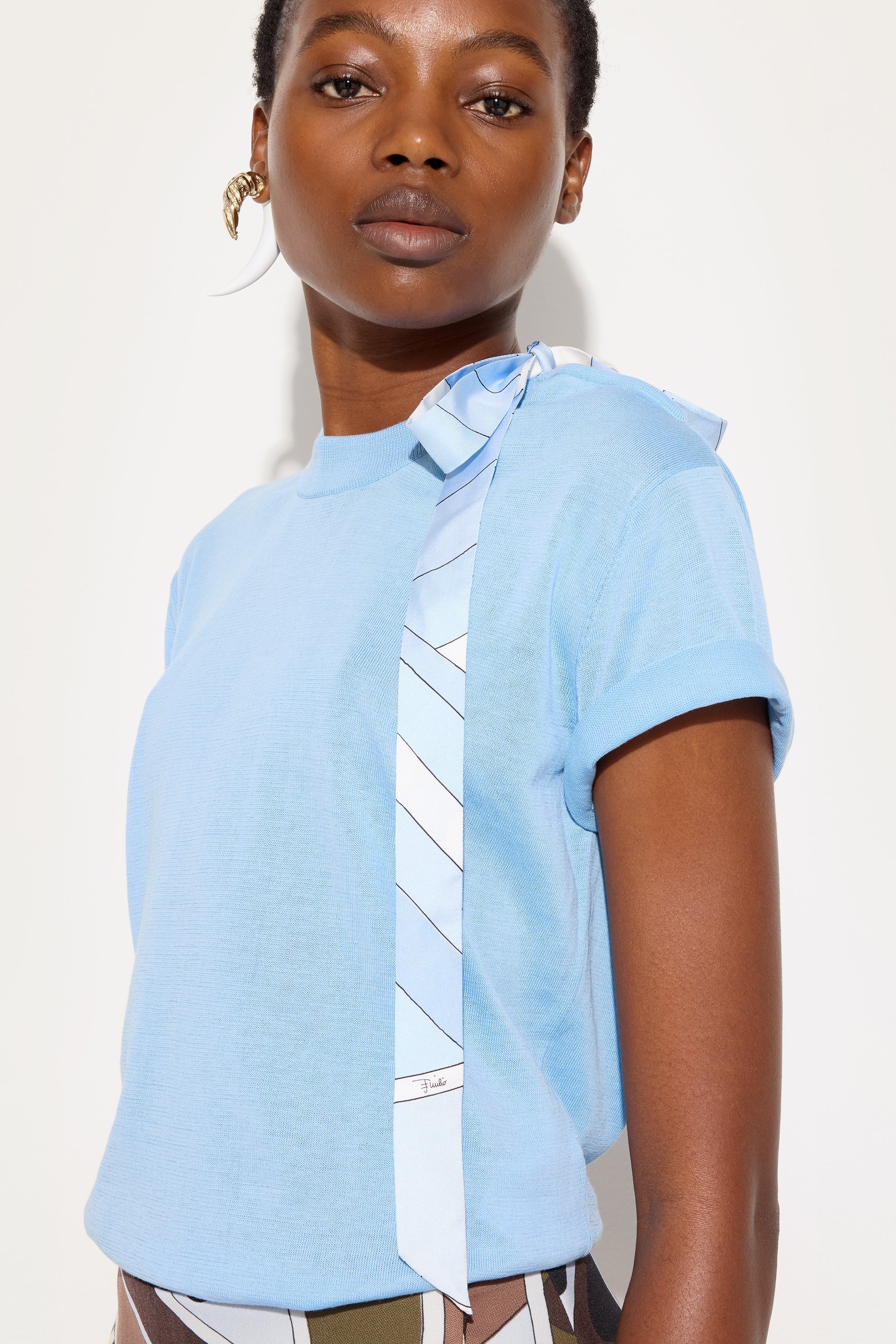 Emilio Pucci T-Shirts T-shirt Foulard tee-shirt bleu clair coton