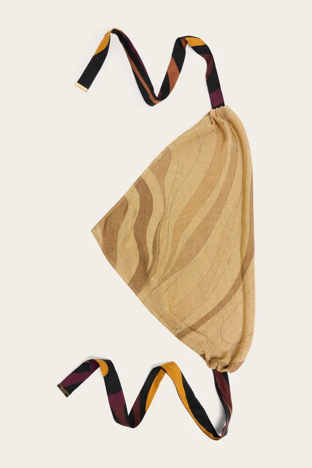 Emilio Pucci Bandana Marmo lurex soie Gold taille unique