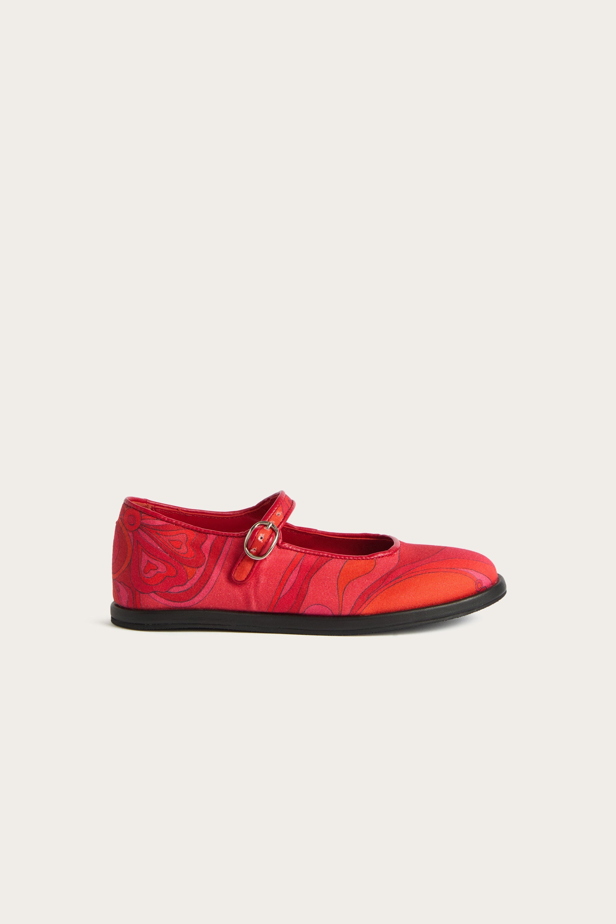 Emilio Pucci ballerines coton rouge imprimé orchidée fille