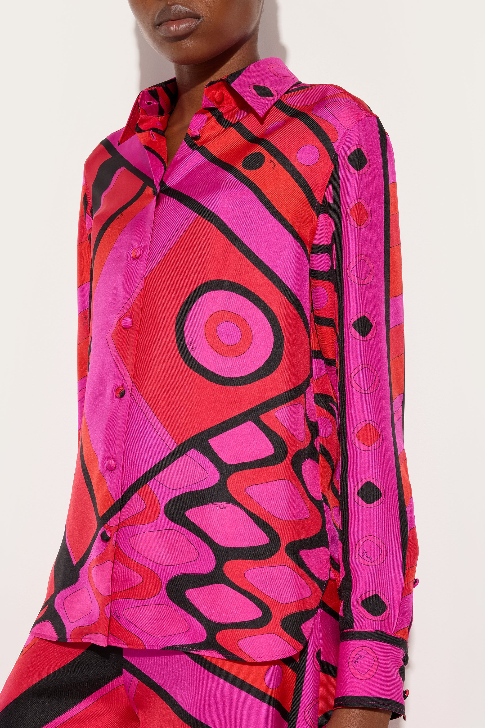Emilio Pucci Vivara chemise soie fuchsia 38