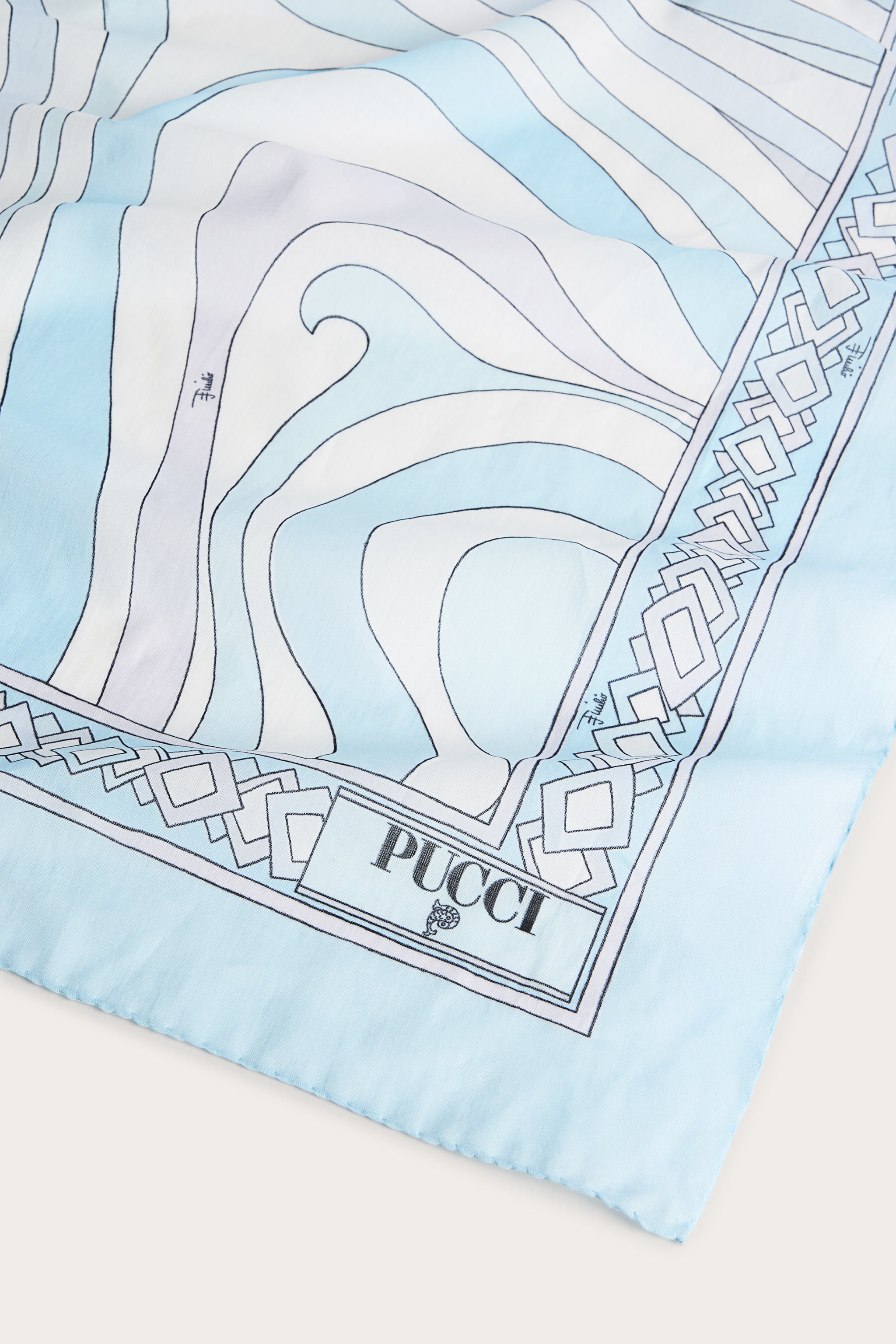 Emilio Pucci Sarong paréo coton marbre bleu clair OS