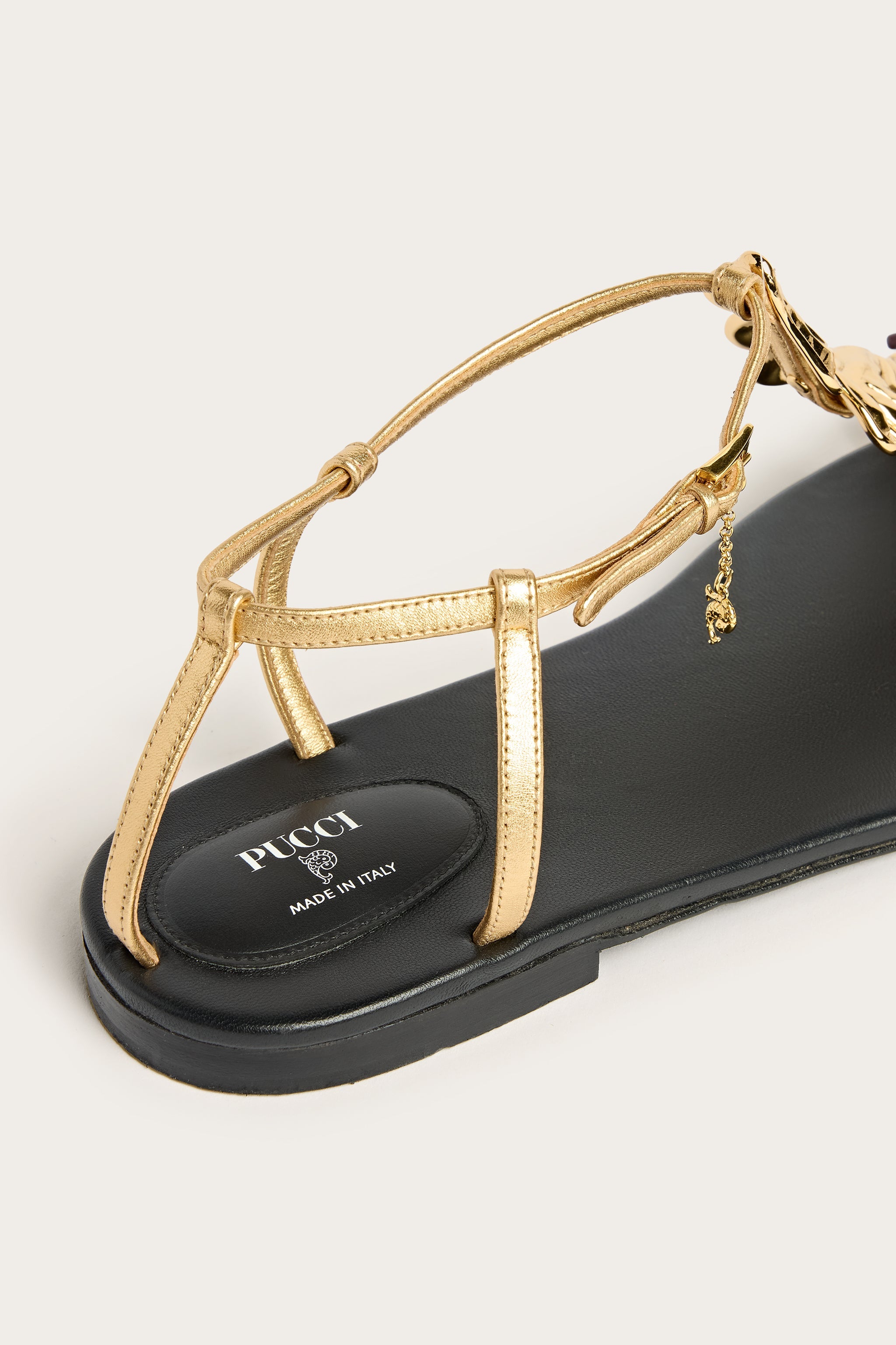 Emilio Pucci Sandales Gioiello Nappa Femme Or Feuille