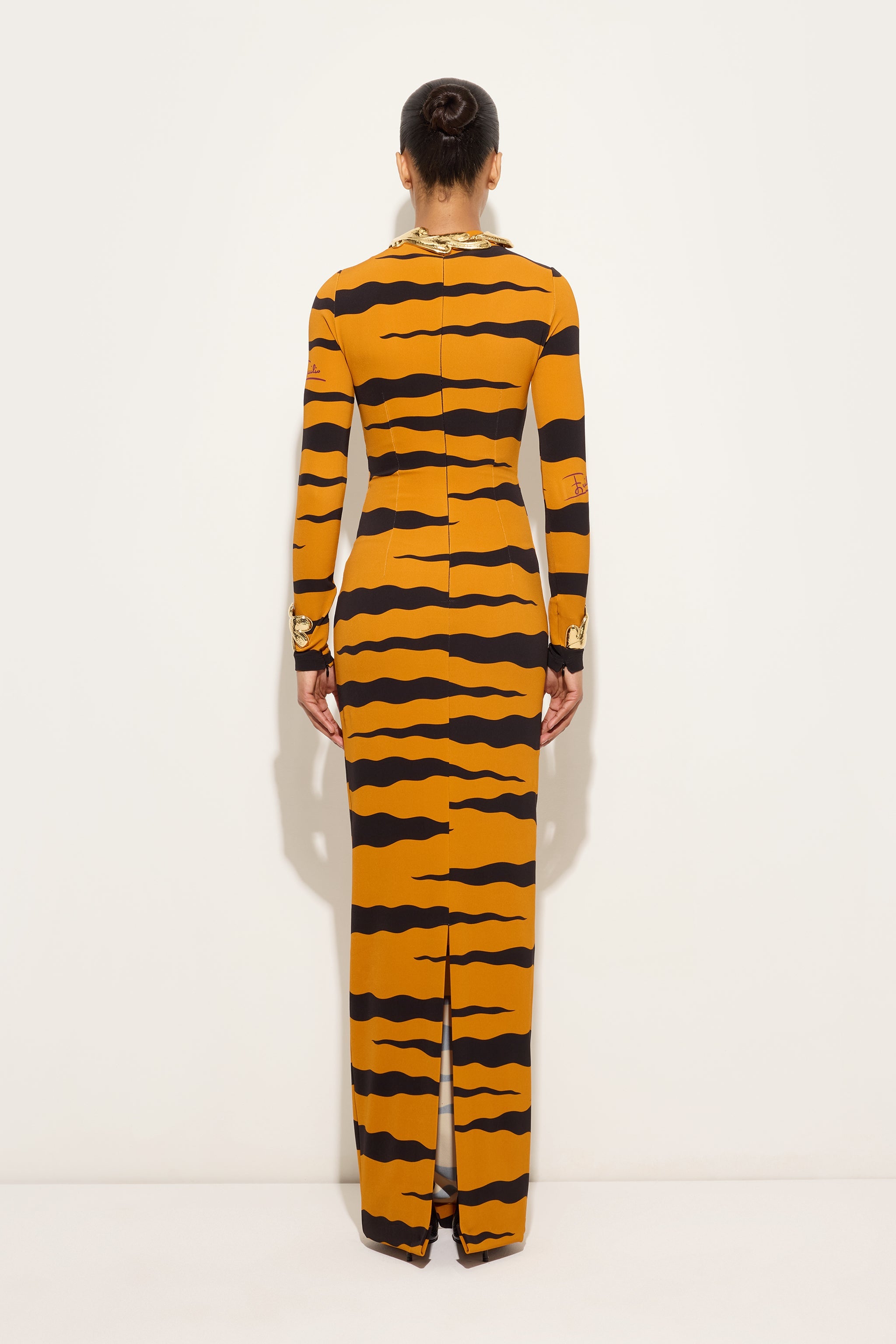 Emilio Pucci Robe Longue Fiamme Noir Or 38-48