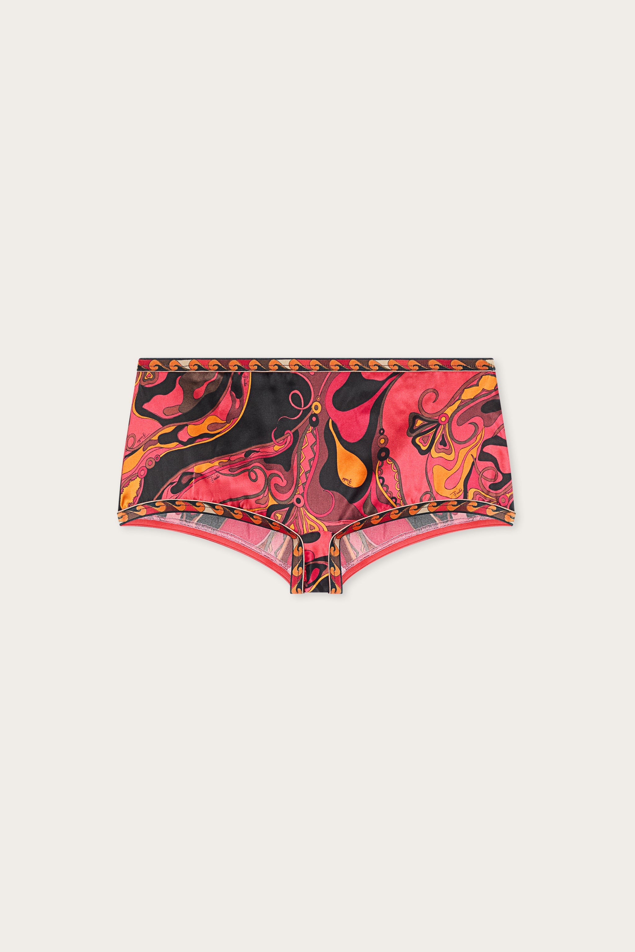 Emilio Pucci Boxer Orchidee satin soie orange/noir XS