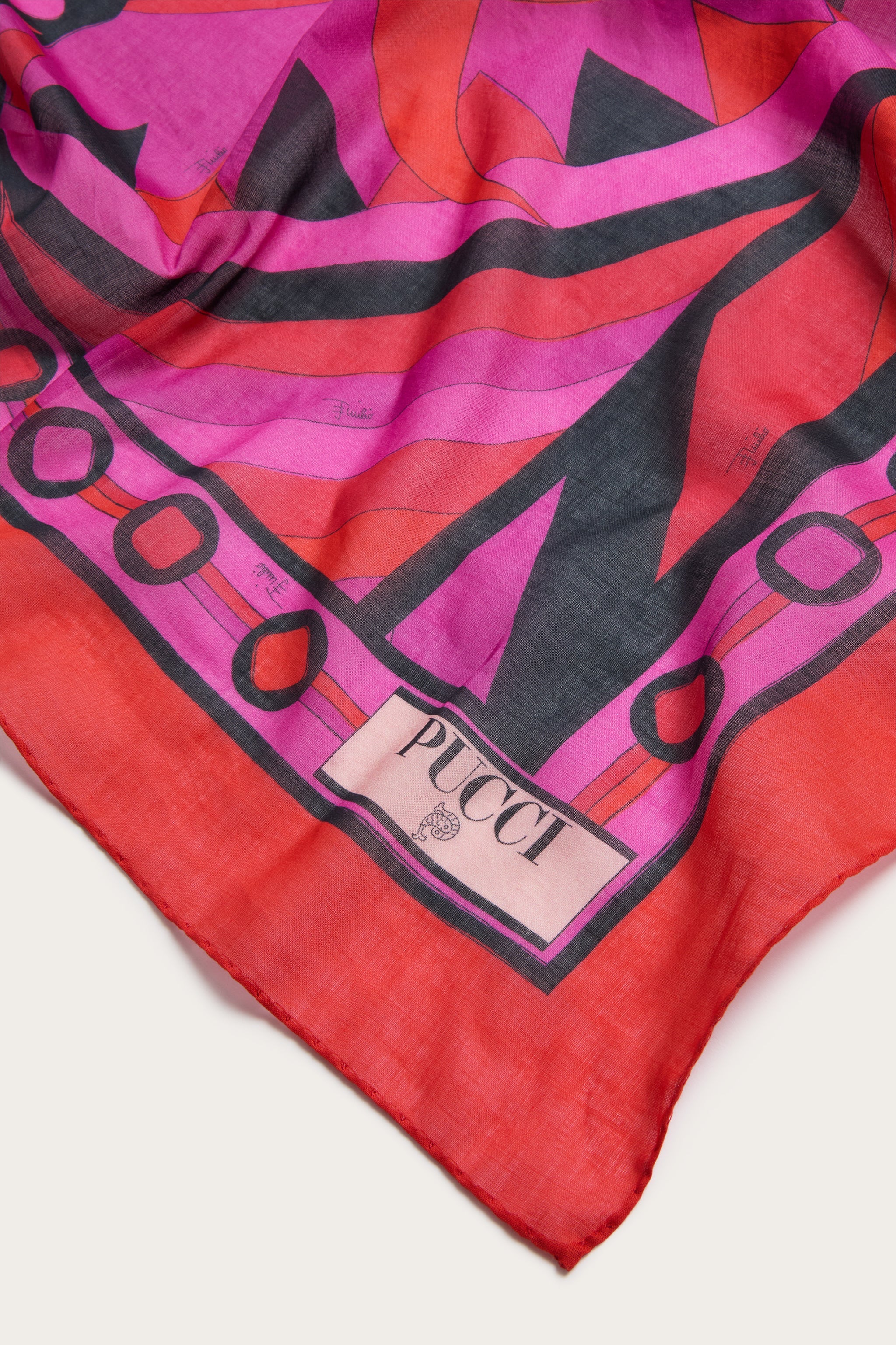 Emilio Pucci SARONG 6HPD156H975P68 paréo coton fuchsia noir