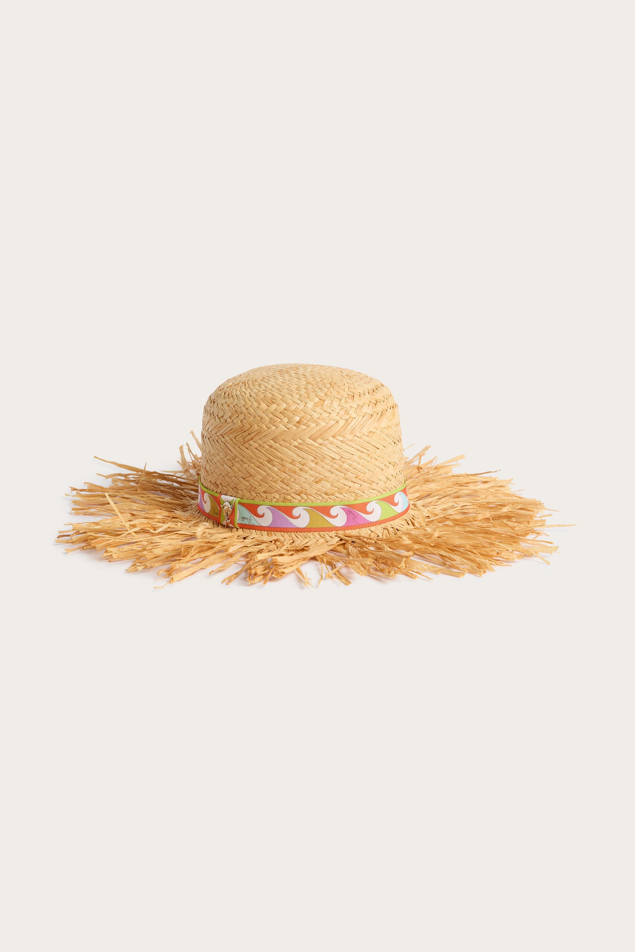 Emilio Pucci chapeau raphia bord imprimé beige