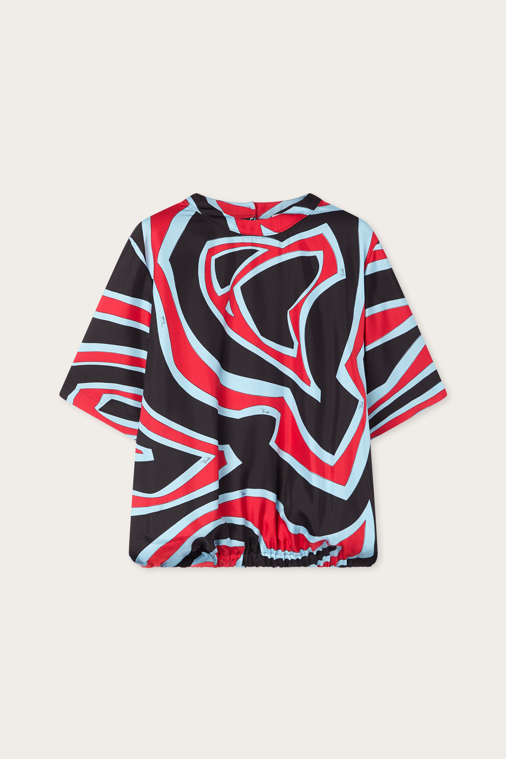 Emilio Pucci Labirinto top soie rouge bleu