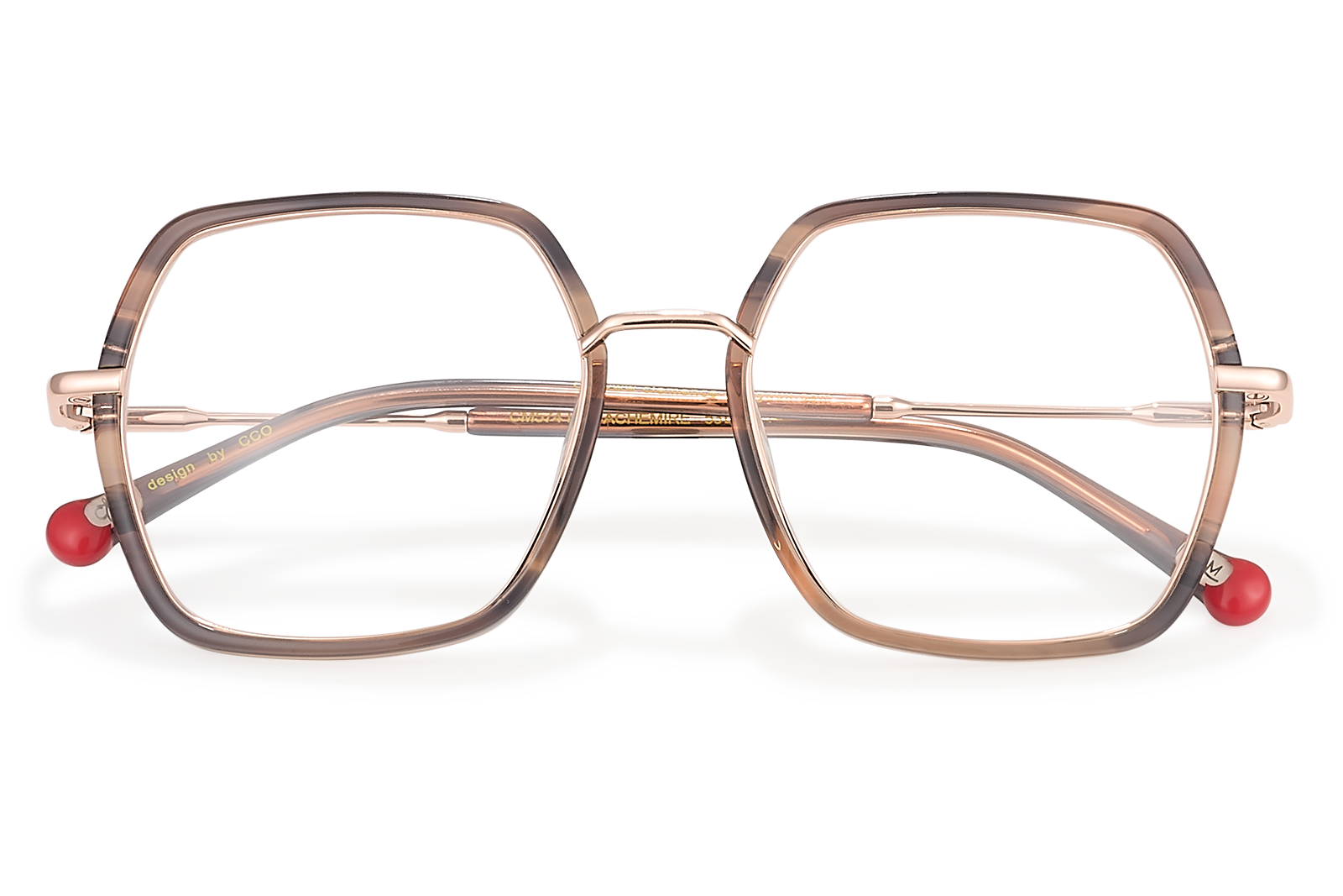 Clémence & Margaux La Cachemire lunettes de vue Marbré Brun hexagonal