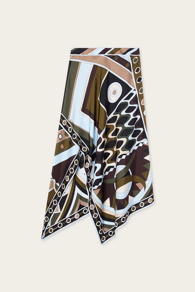 Emilio Pucci Skirts Vivara jupe soie kaki bleu