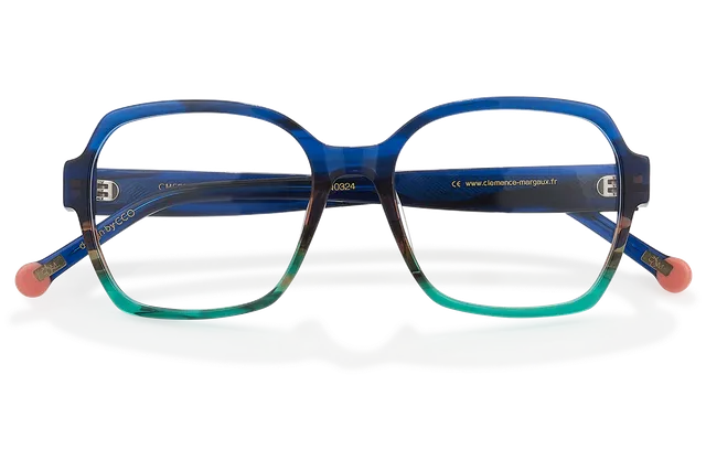 Clémence & Margaux L'Etonnante lunettes de vue Dégradé Bleu carré strass