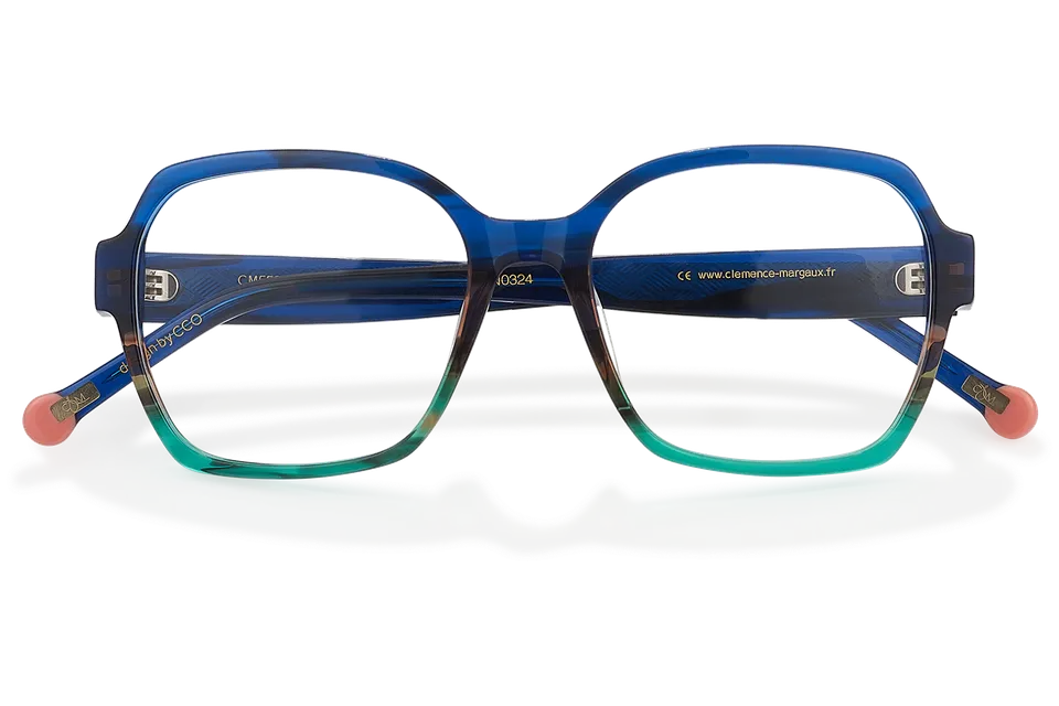 Clémence & Margaux L'Etonnante lunettes de vue Dégradé Bleu carré strass