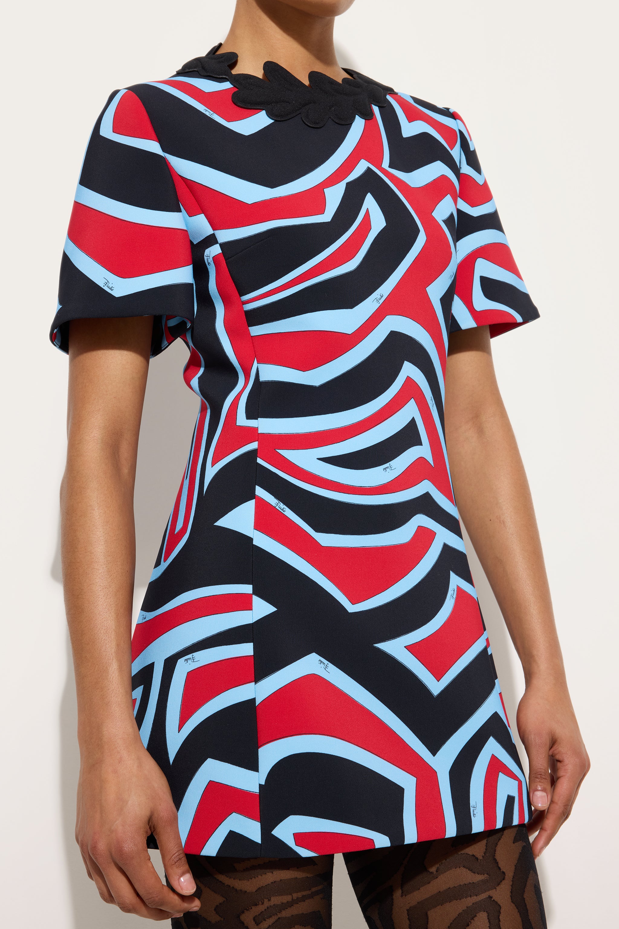 Emilio Pucci Labirinto robe courte rouge bleu 38 cady