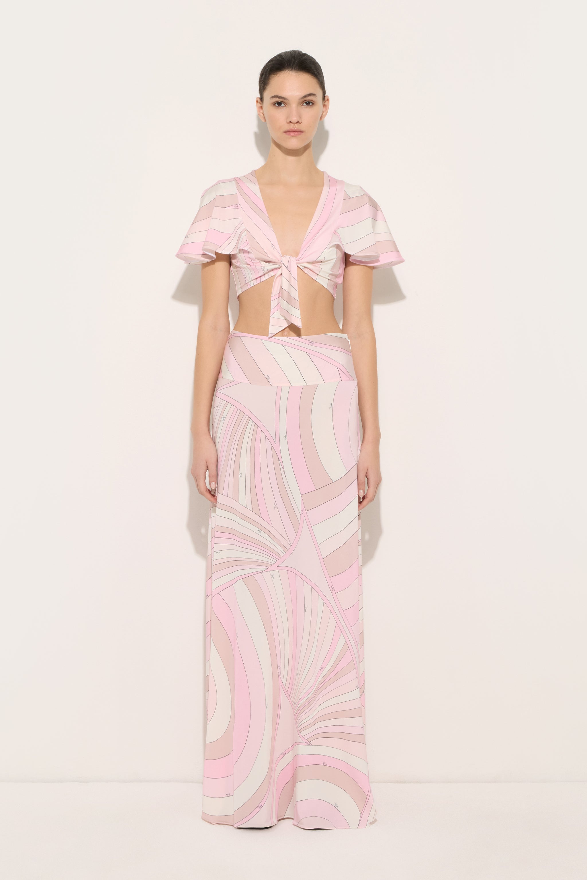 Emilio Pucci Iride Jupe Longue Rose Nude 38