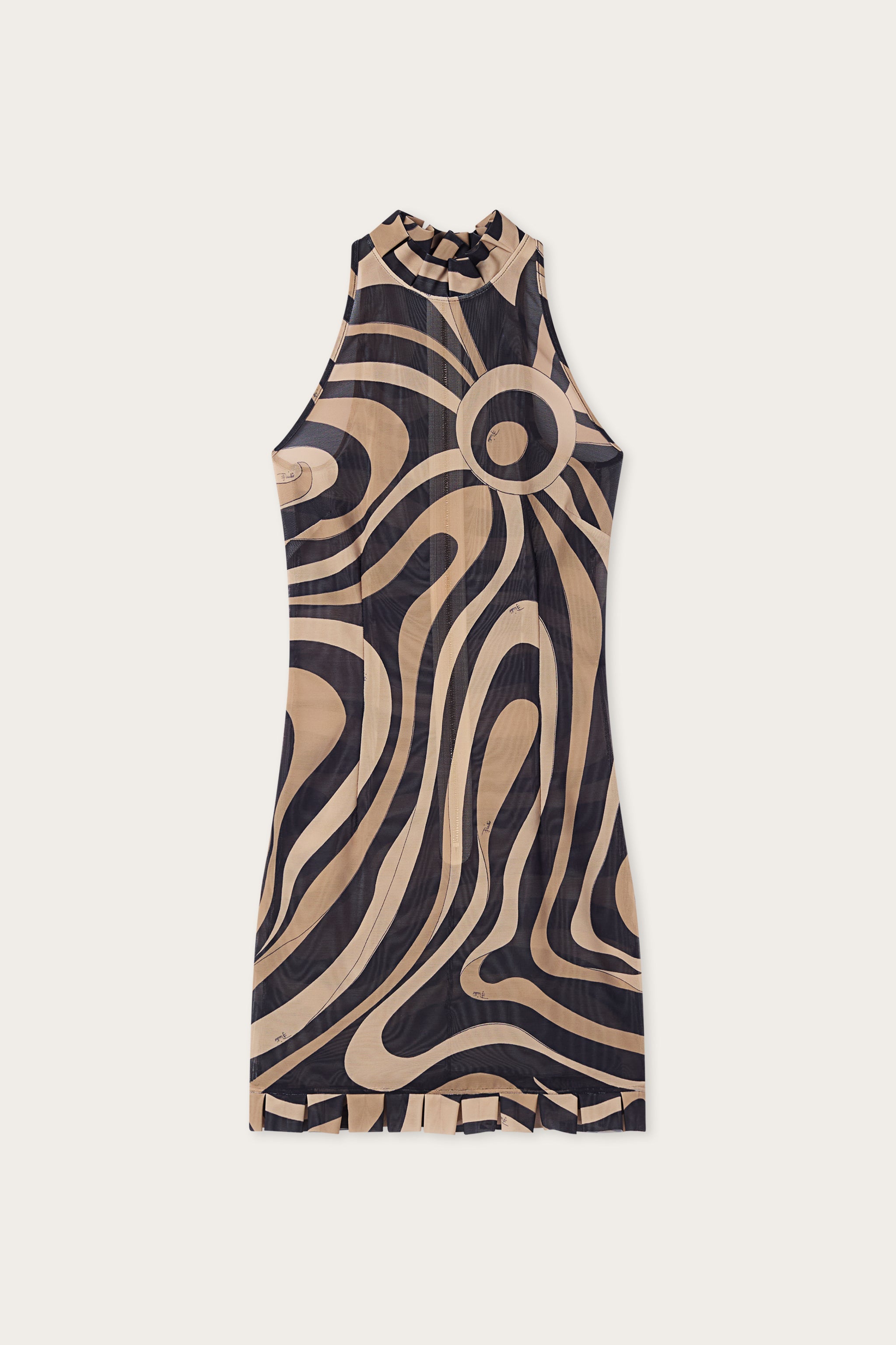 Emilio Pucci Robe Marmo volants beige noir taille 38