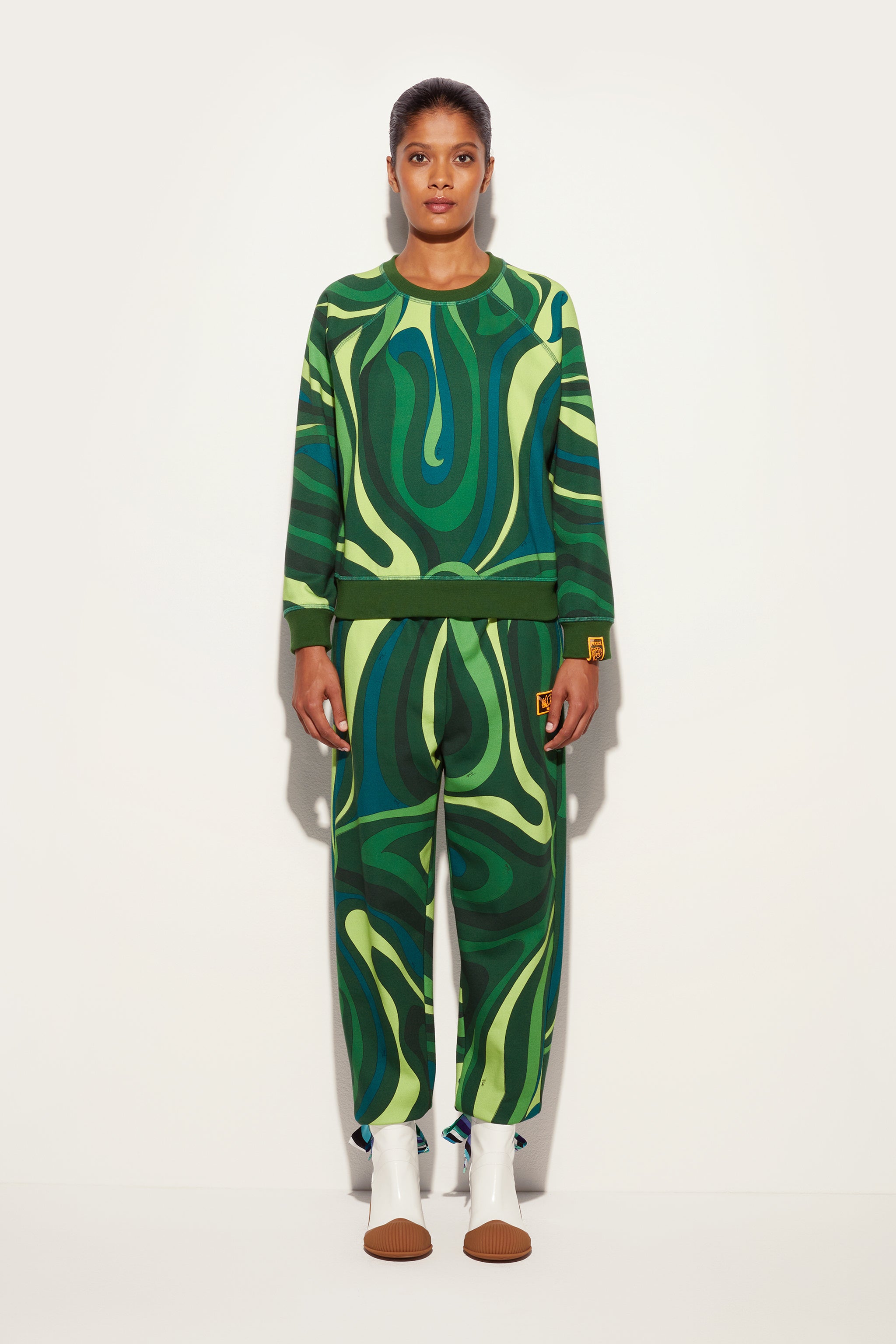 Emilio Pucci Marmo Sweat Polaire Coton Vert S