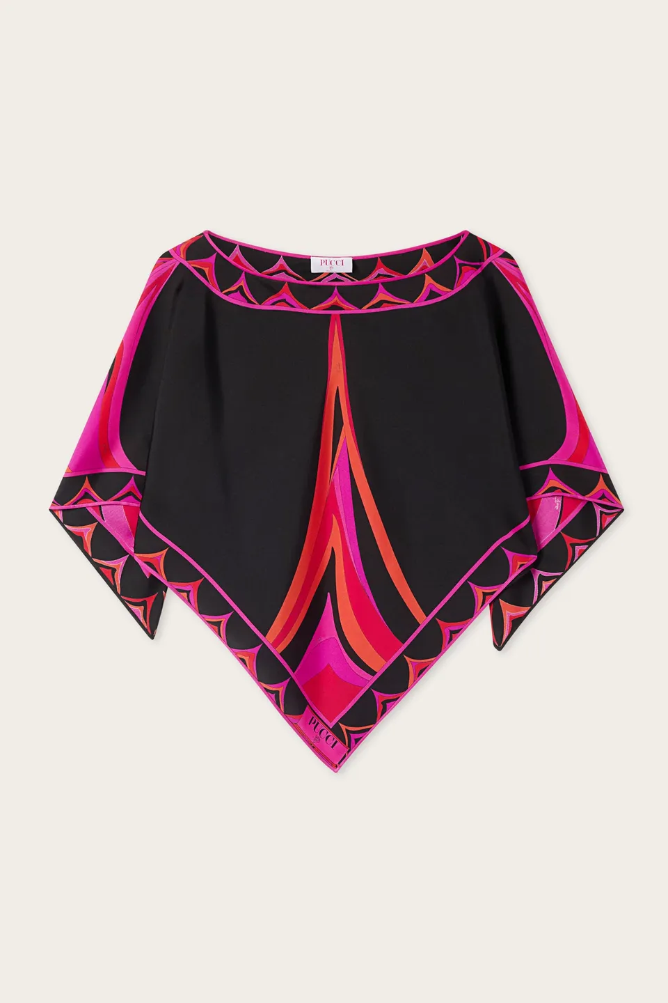 Emilio Pucci Fari top caftan femme soie fuchsia noir OS