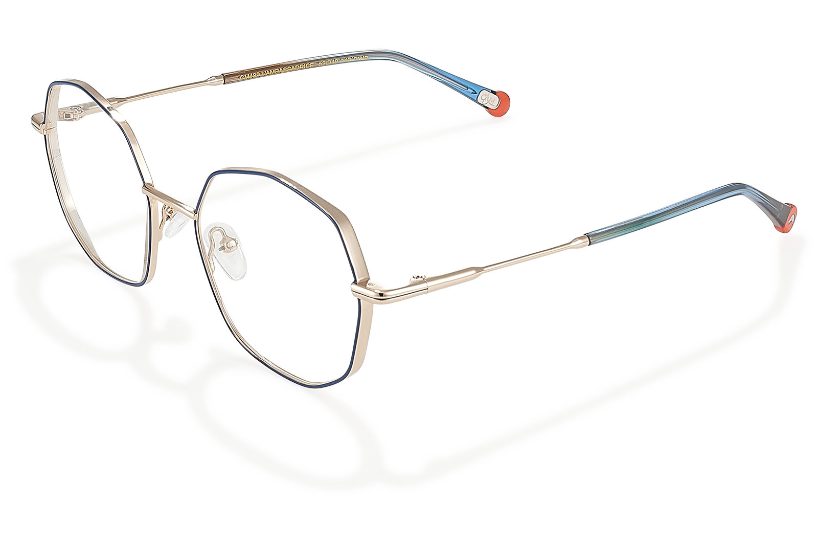 Clémence & Margaux L'Ambassadrice lunettes de vue octogonale Doré & Bleu