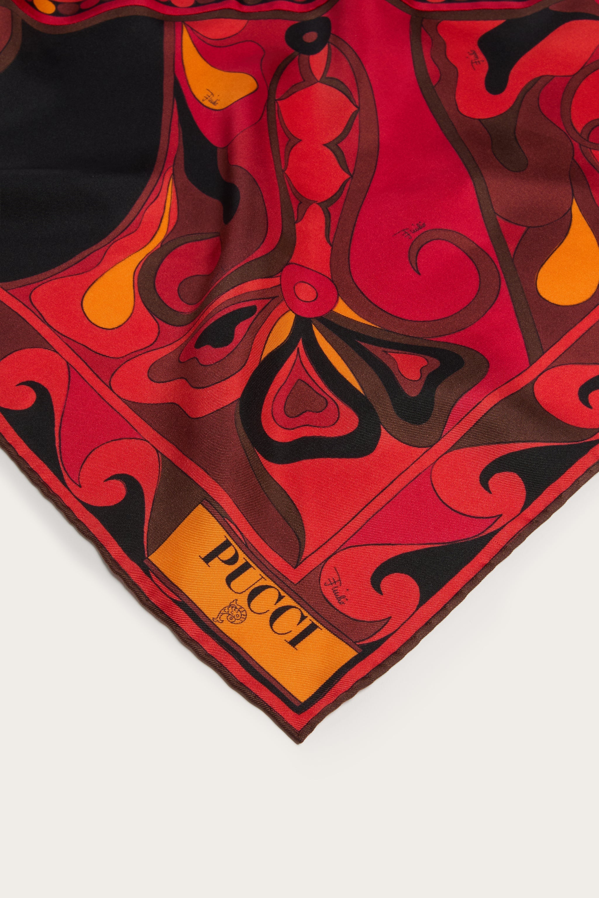 Emilio Pucci Foulard Triangle foulard soie orange noir Orchidee