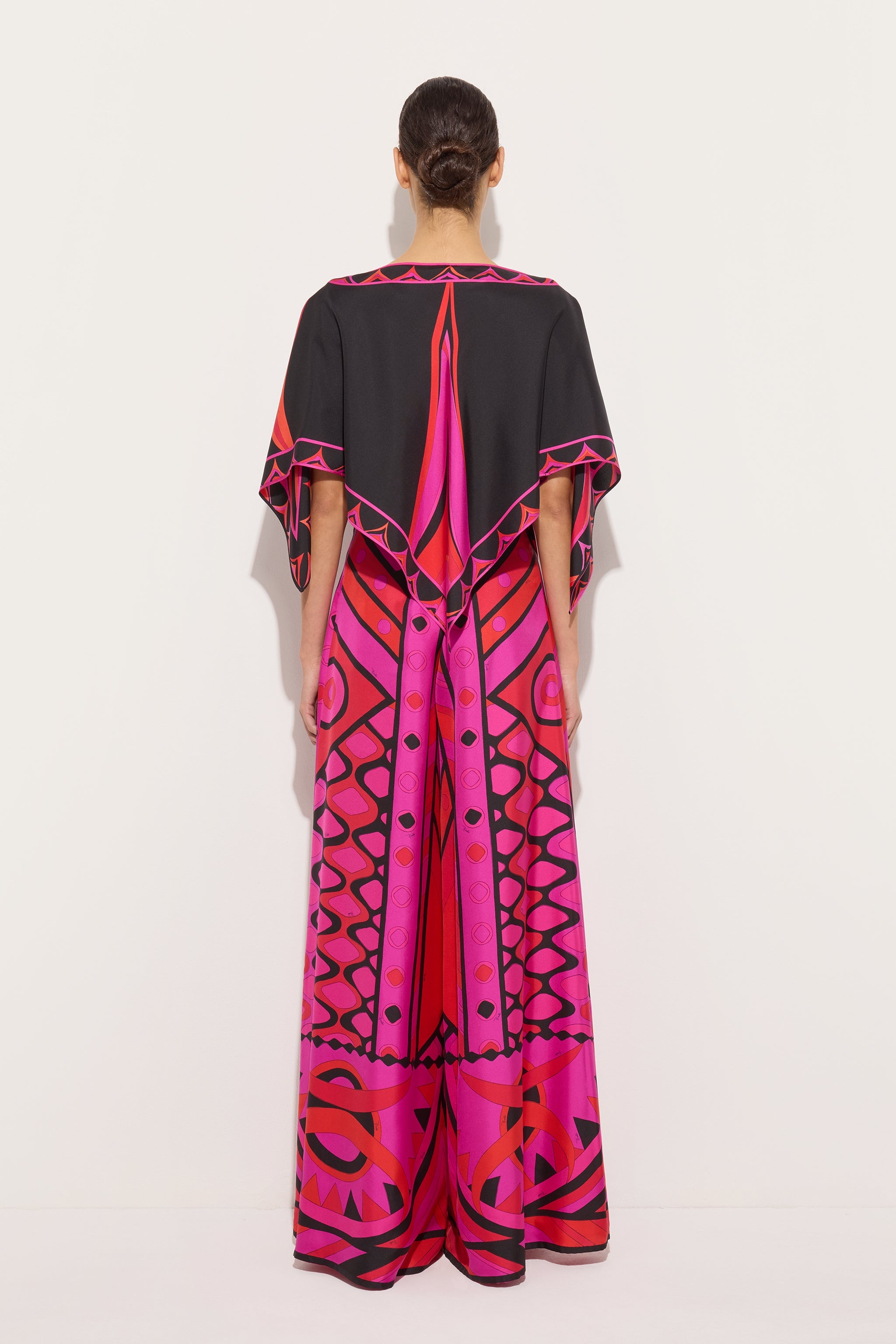 Emilio Pucci Fari top caftan femme soie fuchsia noir OS