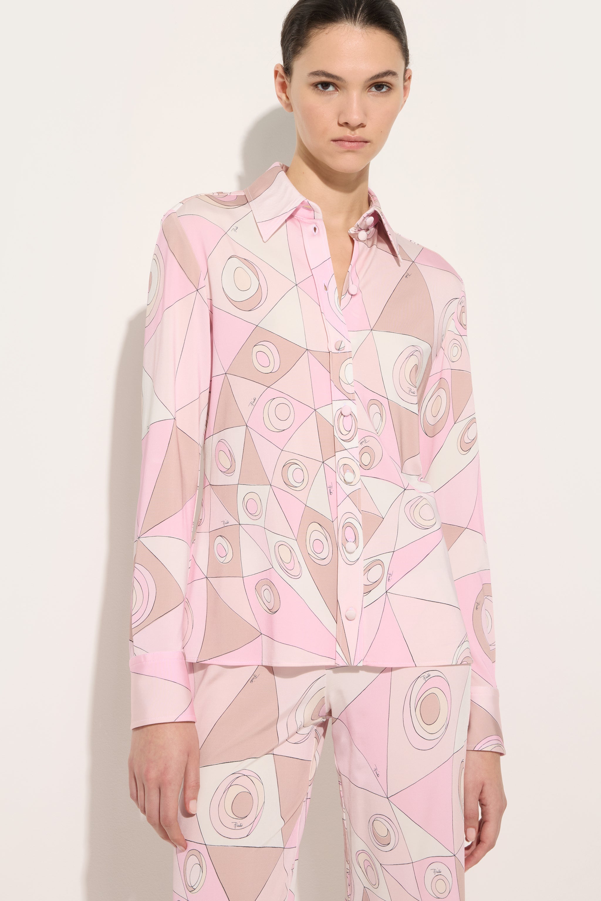 Emilio Pucci Occhi chemise jersey satin rose nude 38-50